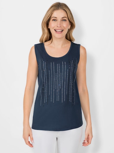 Shirttop mit Ziersteinchen - dunkelblau