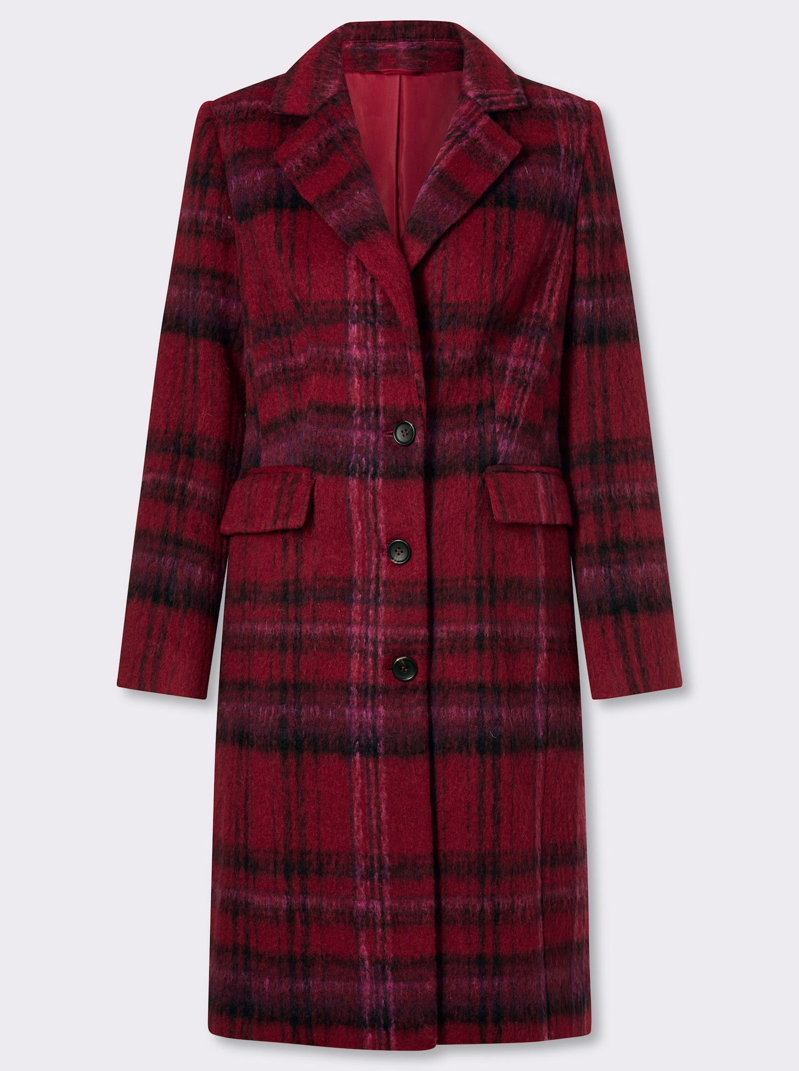 heine Mantel mit Karomuster - kirsche-schwarz-kariert