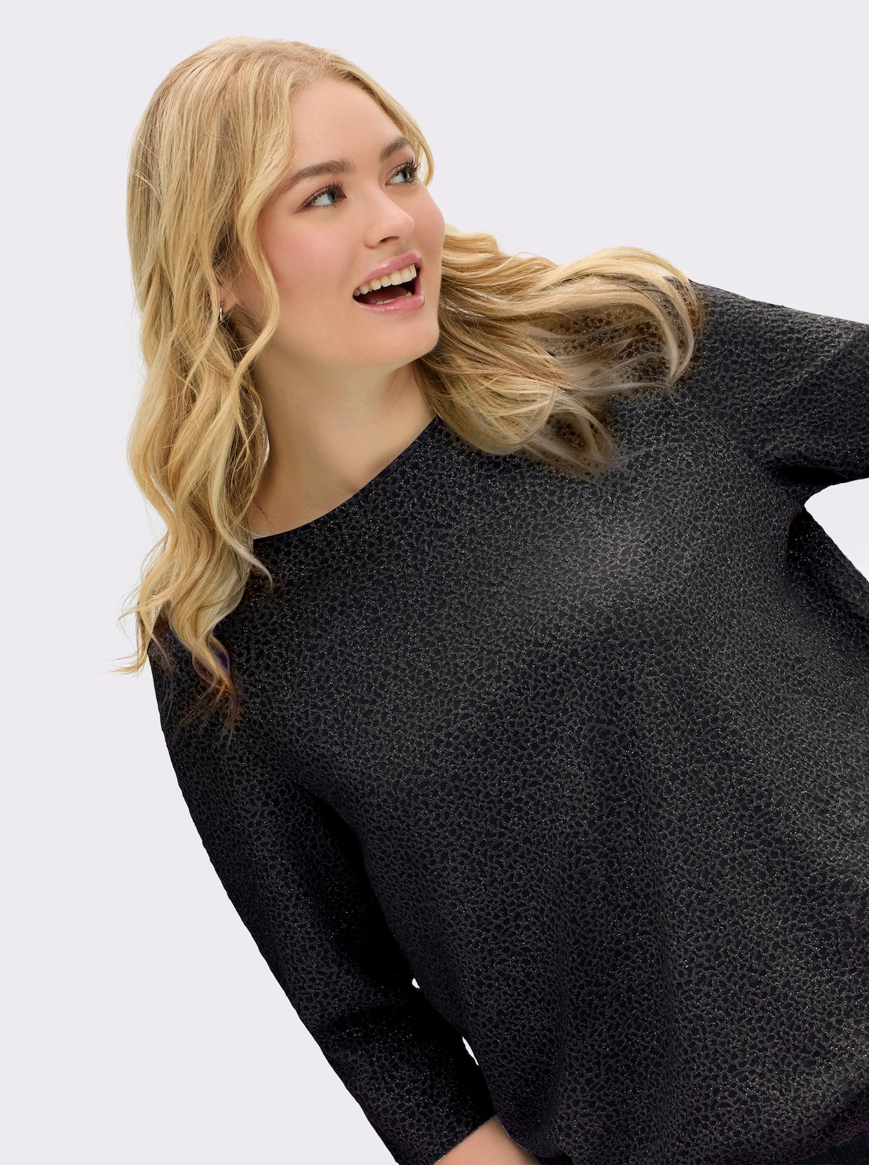 sheego Sweatshirt - schwarz-gemustert