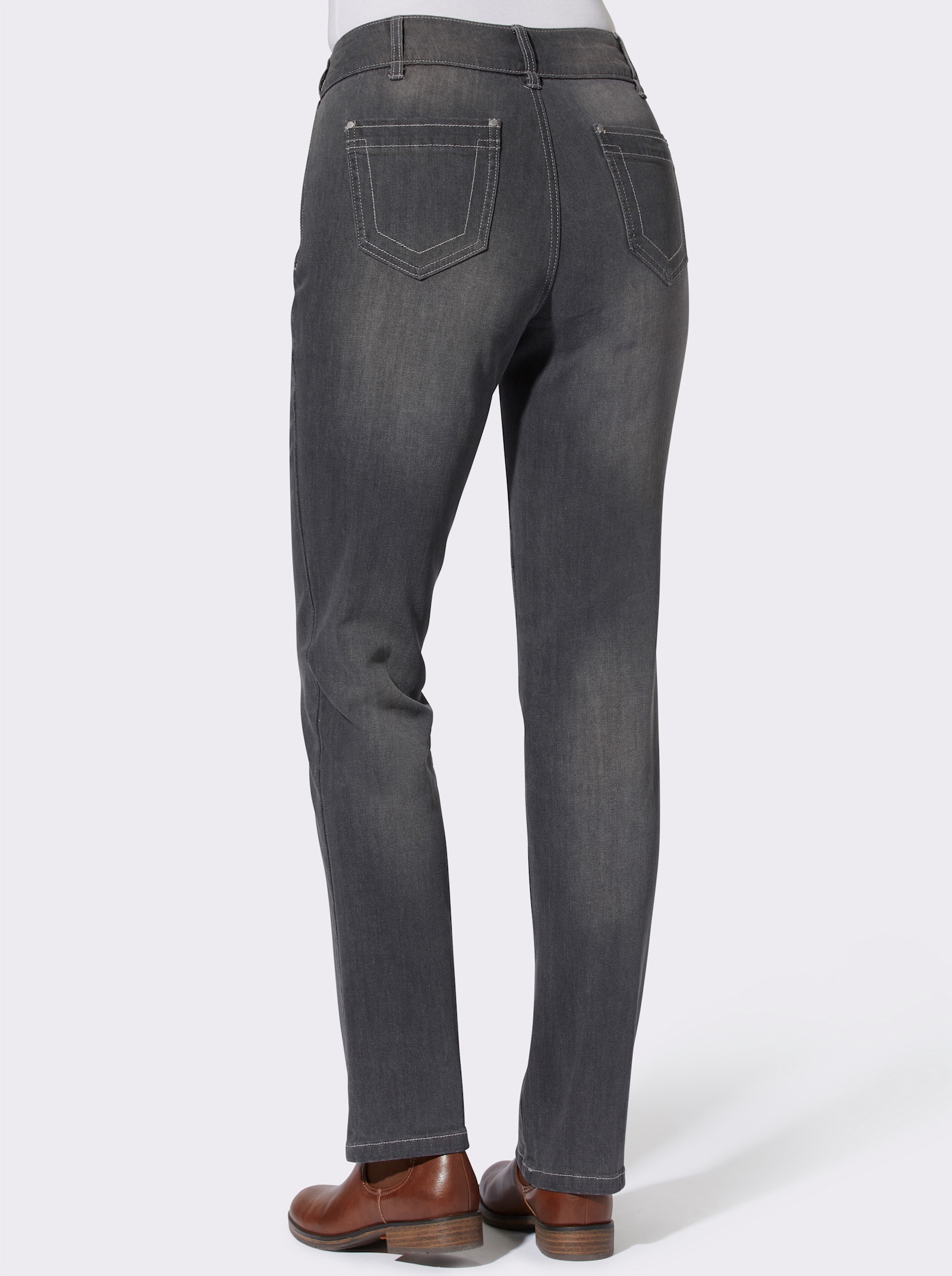 Jeans mit Nieten an den Taschen - grey-denim