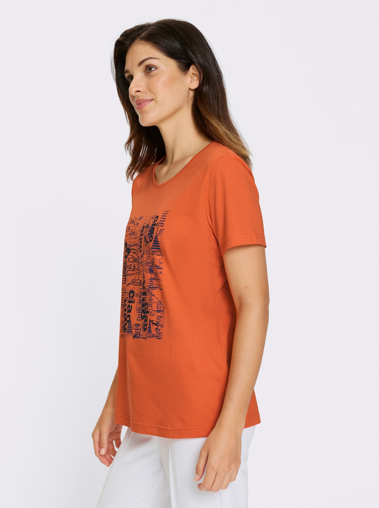 Kurzarmshirt - orange-marine