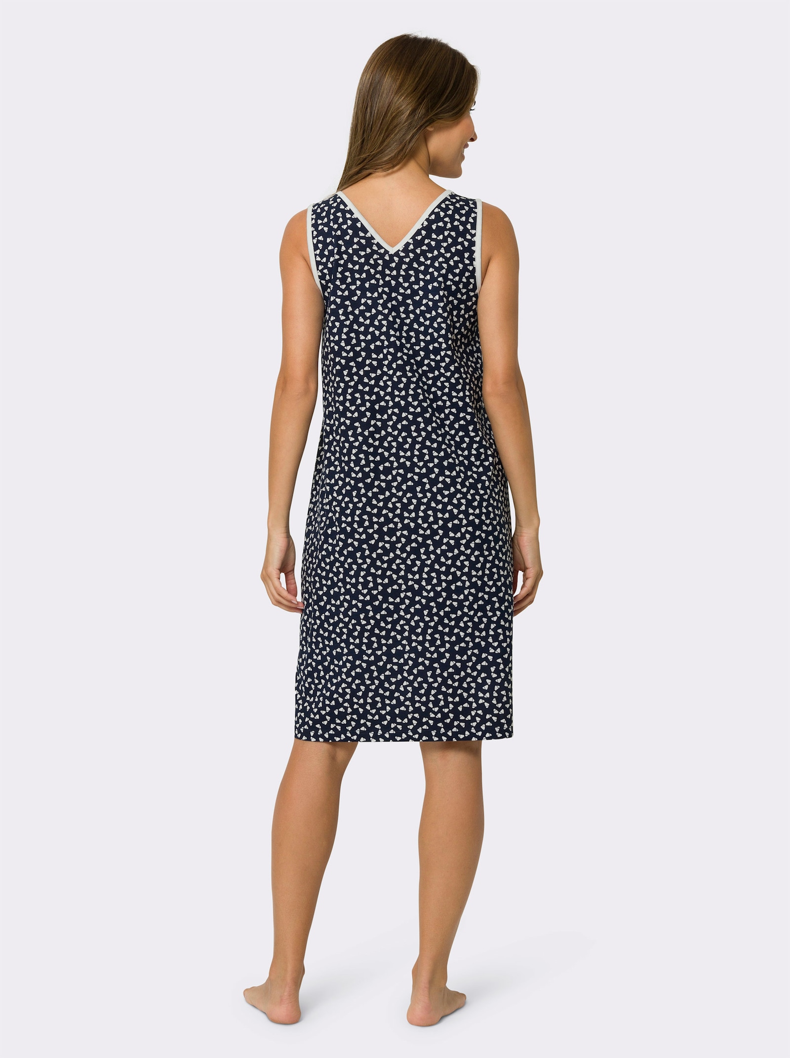 Nachthemd in A-lijn - marine/wit geprint