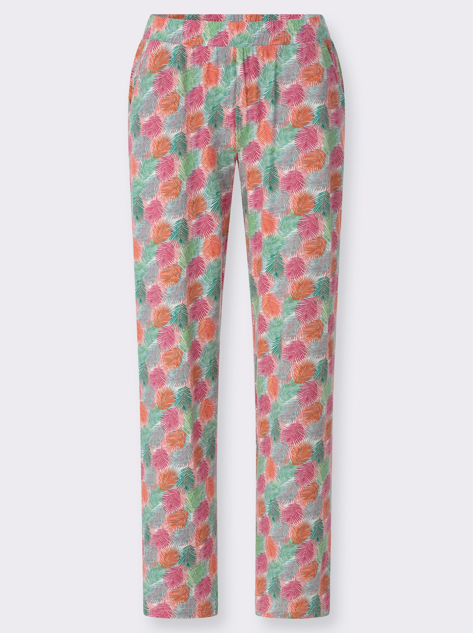 Jerseyhose mit Blätter-Druck - ozean-fuchsia-bedruckt