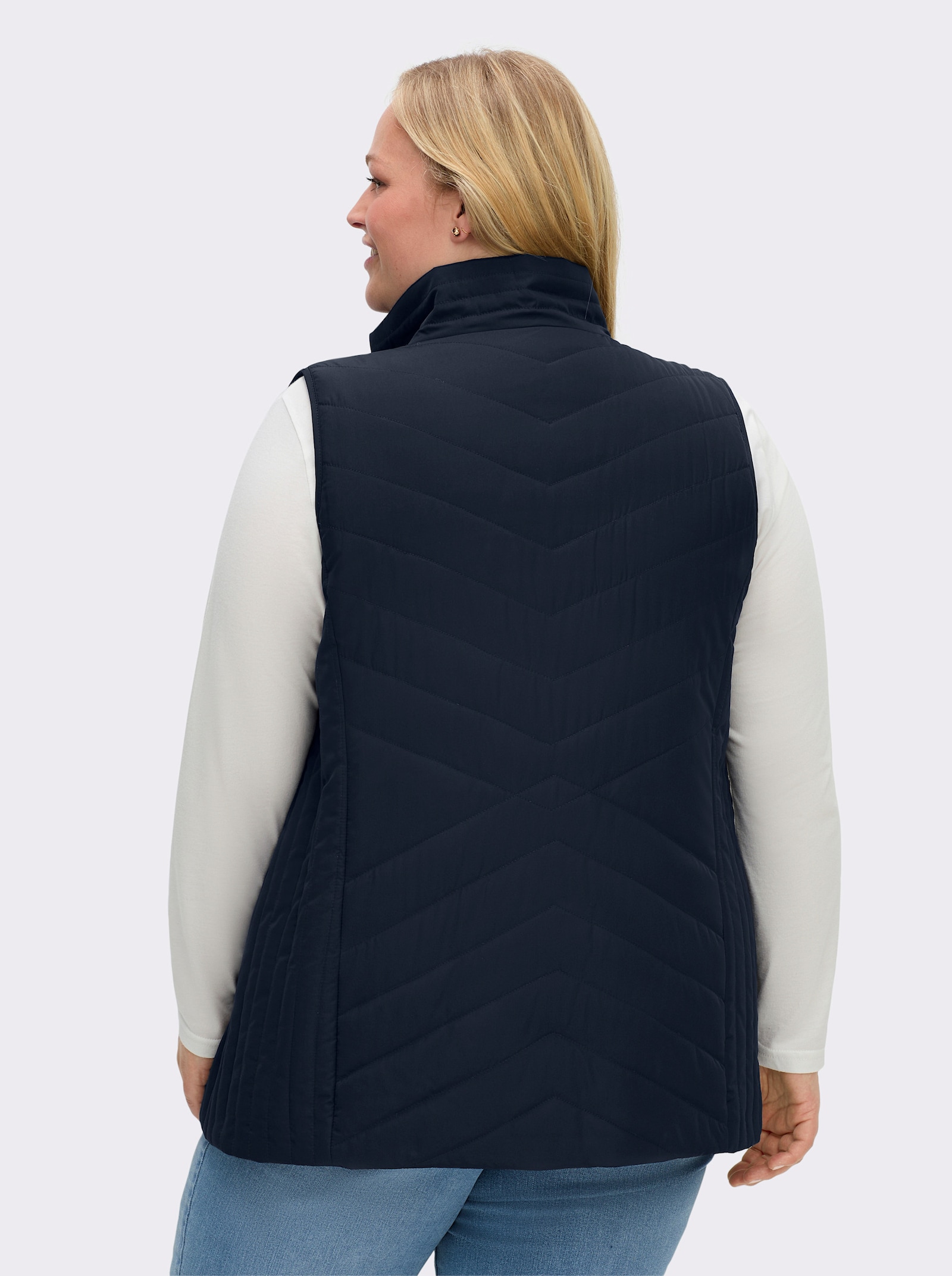 sheego Steppweste mit Stehkragen - tiefblau