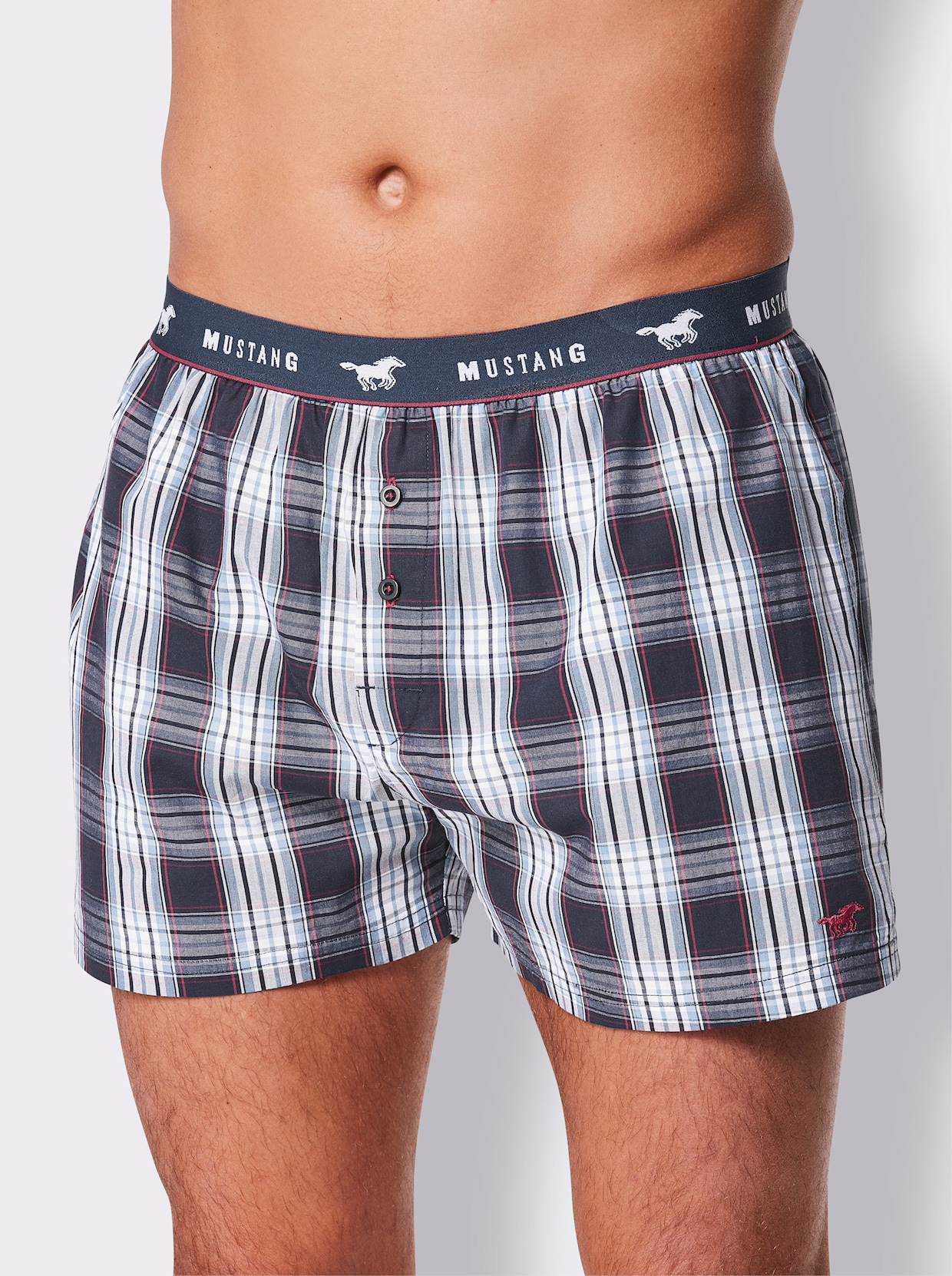 Mustang Boxershorts - marine + marine-kariert