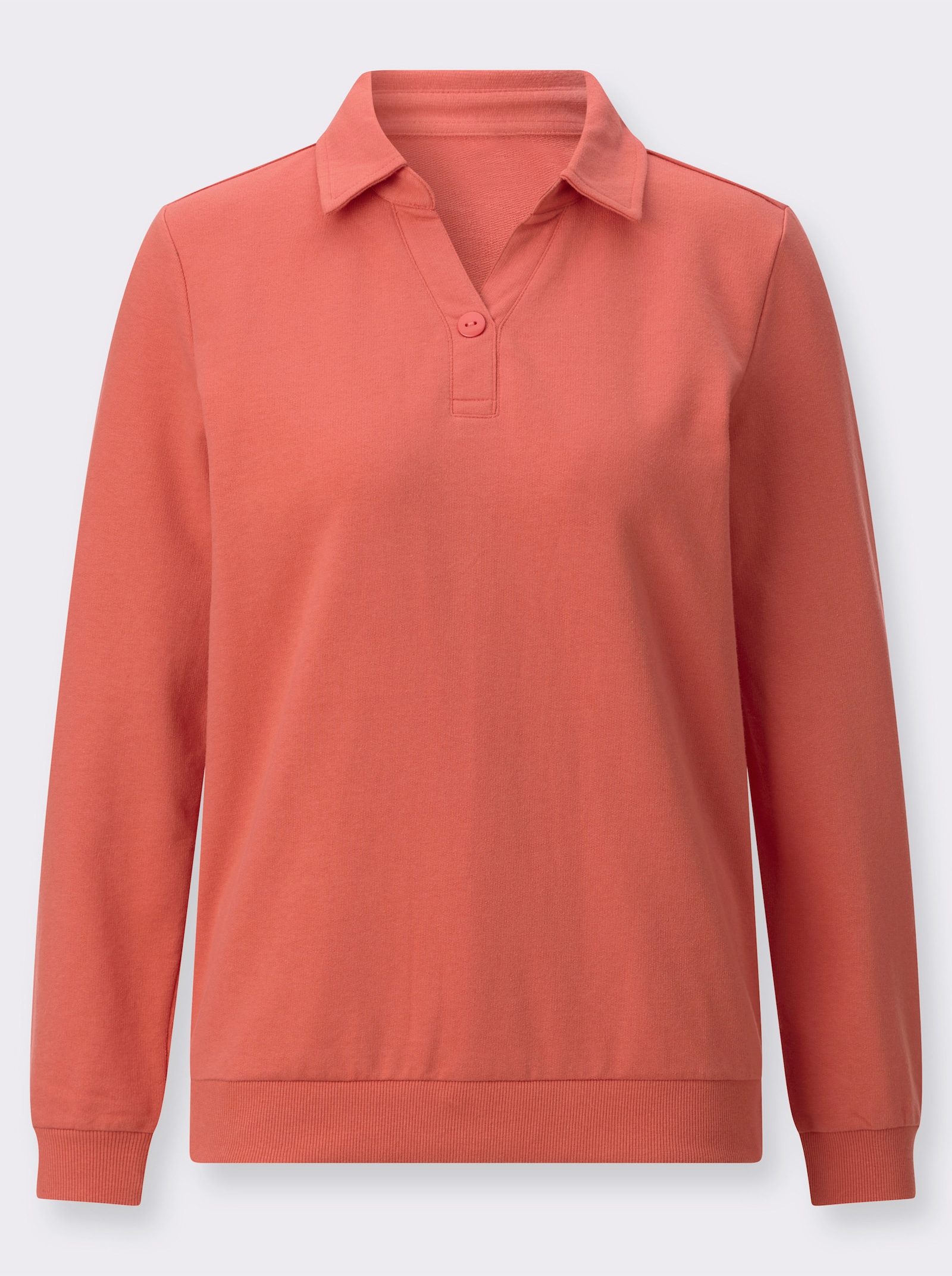 Sweatshirt mit Hemdkragen - grapefruit