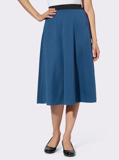 Jerseyrock mit Kontrastbund - marine + jeansblau