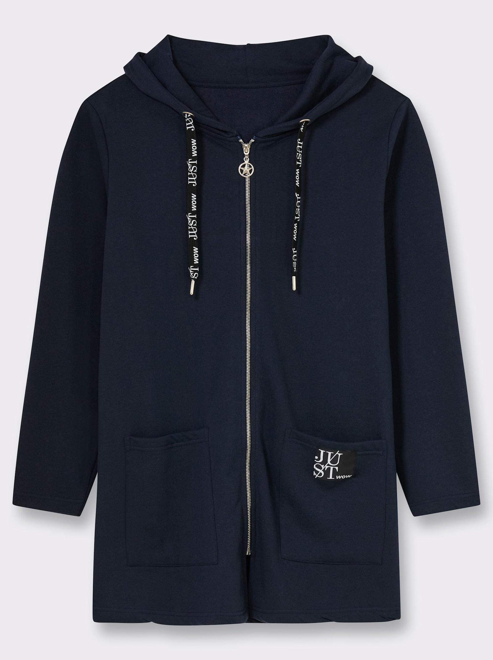 Sweatjacke mit Glitzer-Applikation hinten - marine