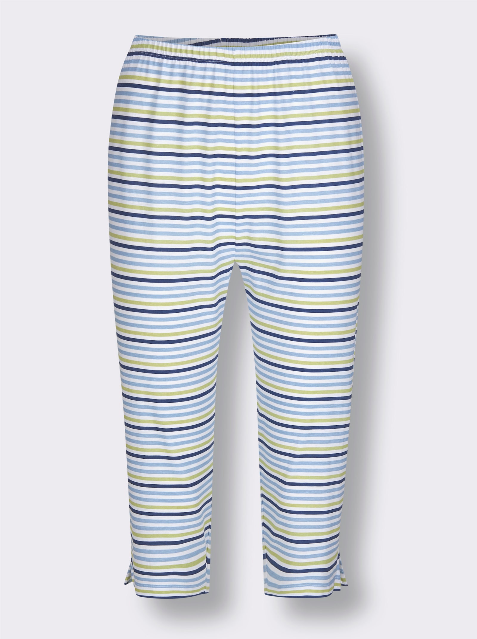 wäschepur Capri-Schlafanzüge mit Knopfleiste - jeansblau + jeansblau-geringelt