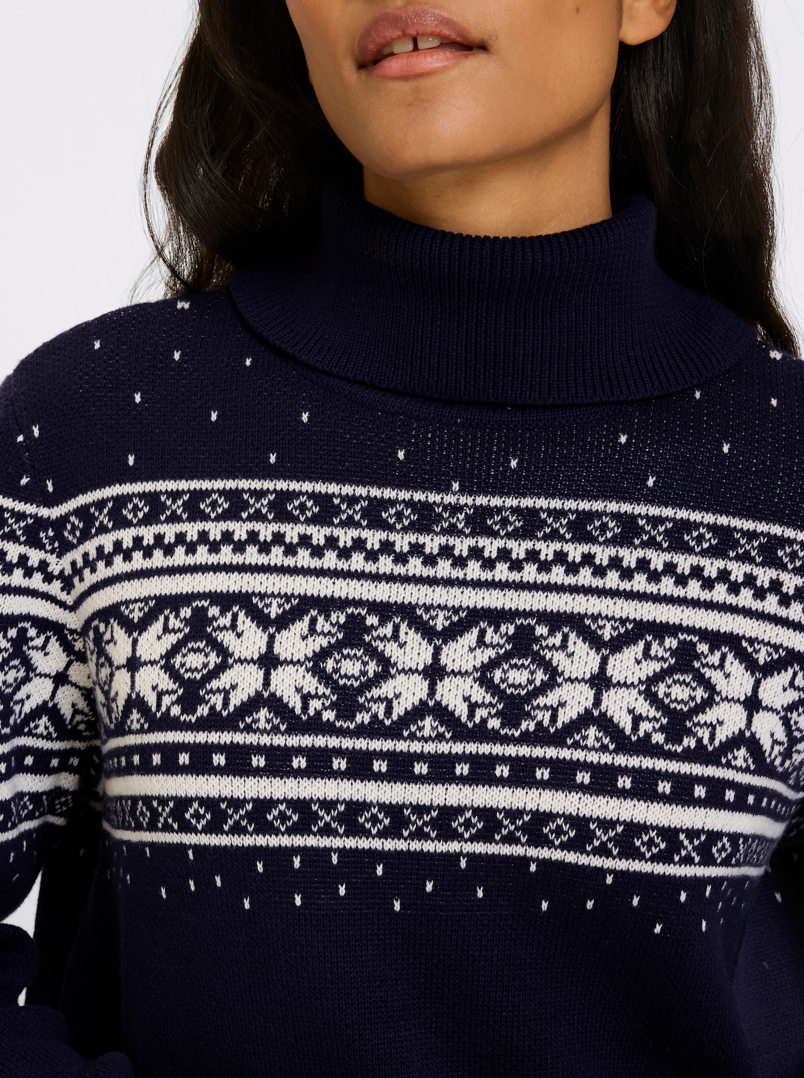 heine Jacquard-Pullover mit Norweger-Muster - marine-ecru-gemustert