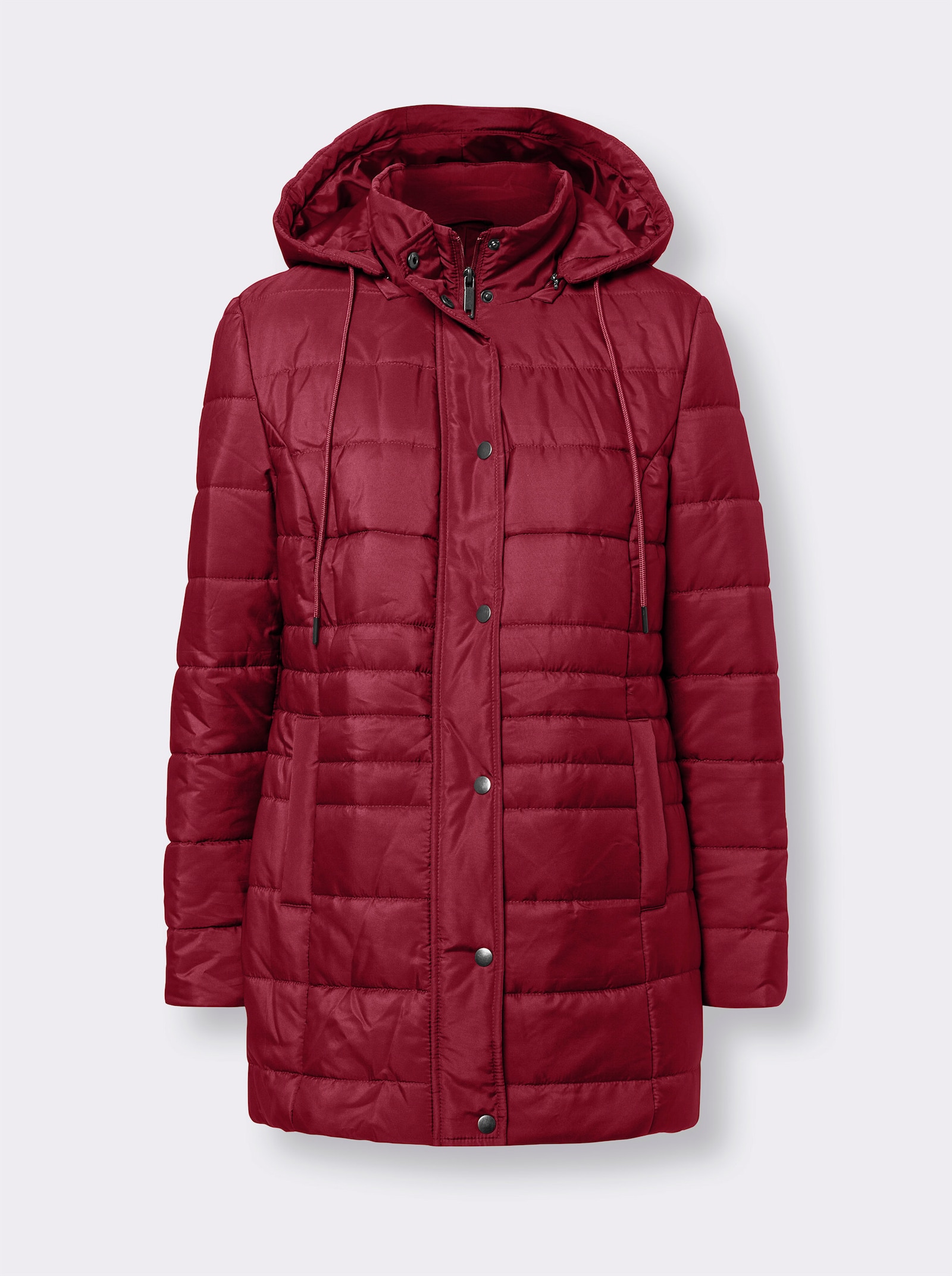 Steppjacke mit seitlichen Druckknöpfen - dunkelrot