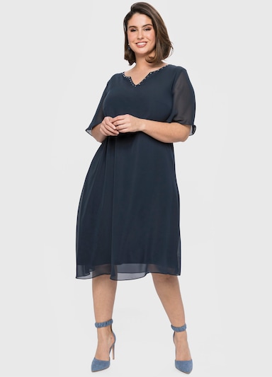 sheego Chiffonkleid - nachtblau