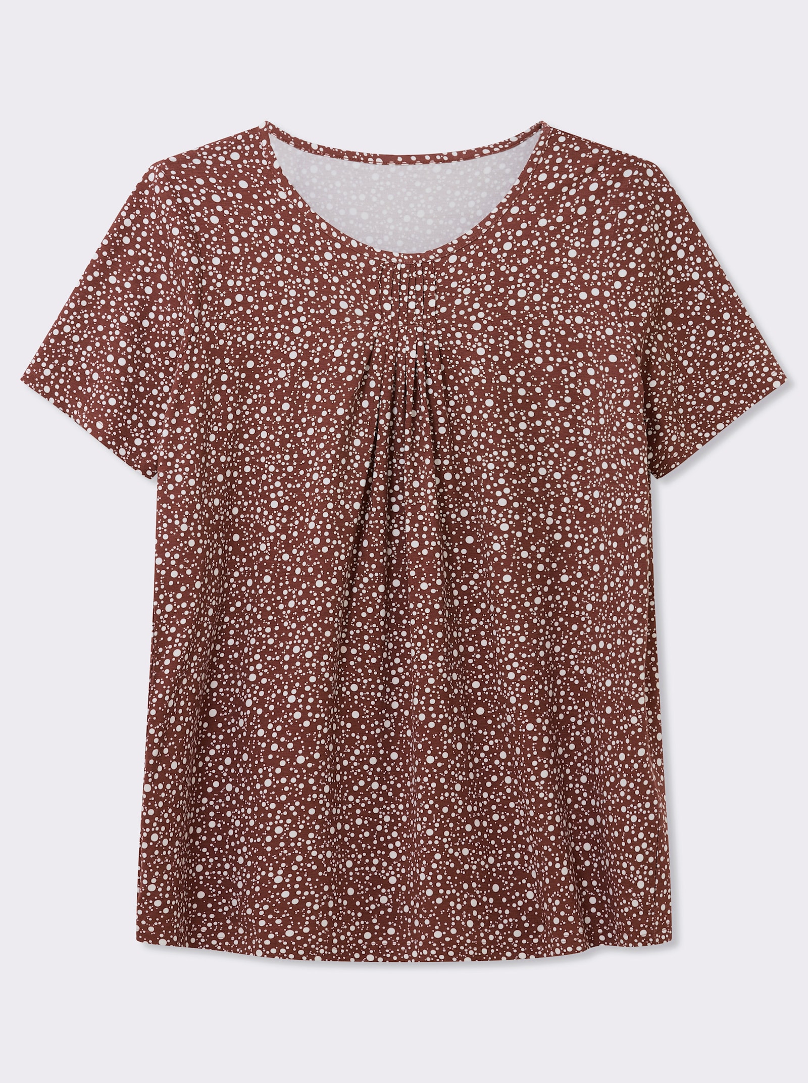 Tunikashirt mit Punkte-Dessin - rotbraun-weiß-bedruckt