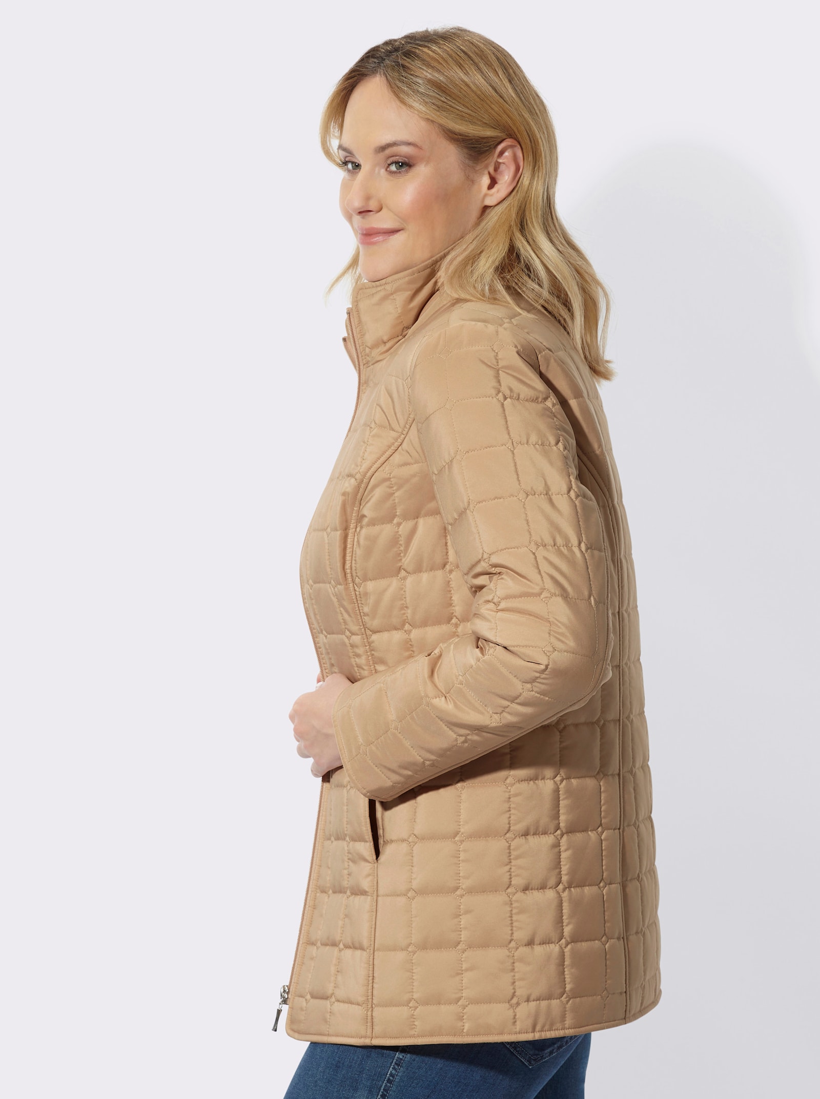 Steppjacke mit quadratischem Steppmuster - camel