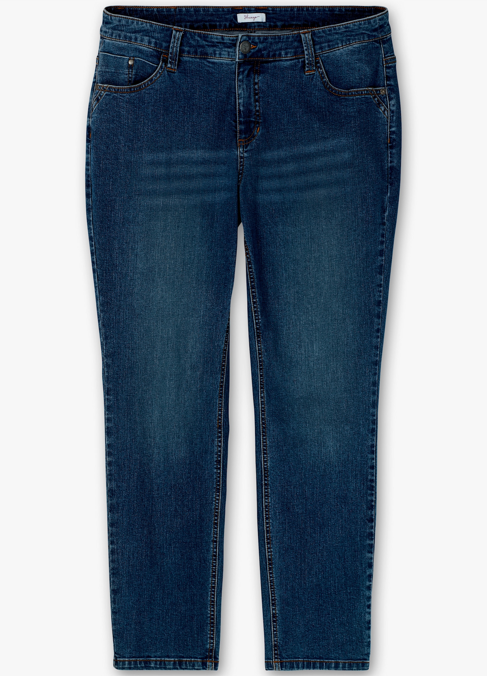 sheego 5-Pocket-Jeans in schmaler Form - dark blue denim