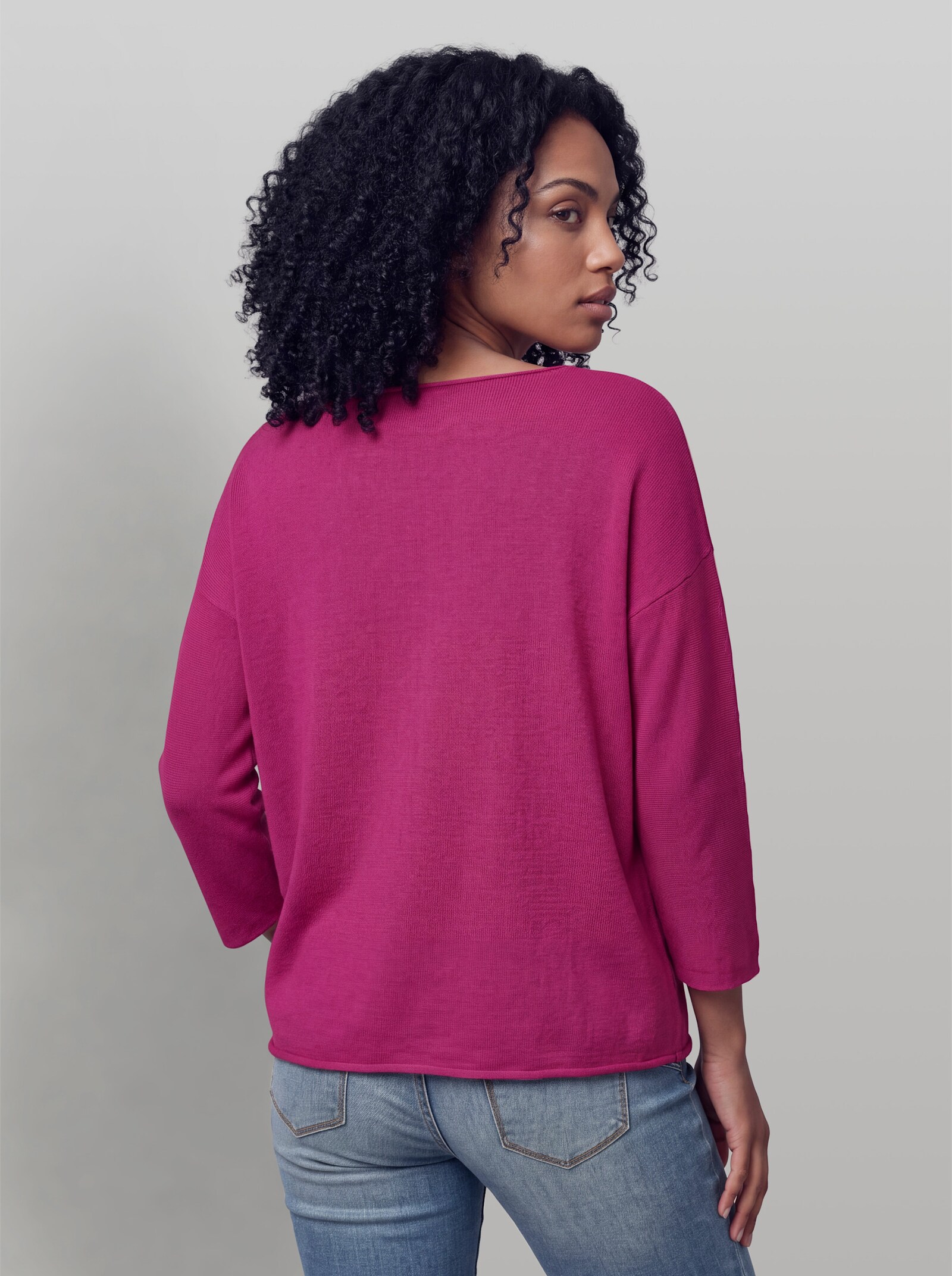 heine 3/4-Arm-Pullover mit Zopf-Details - fuchsia