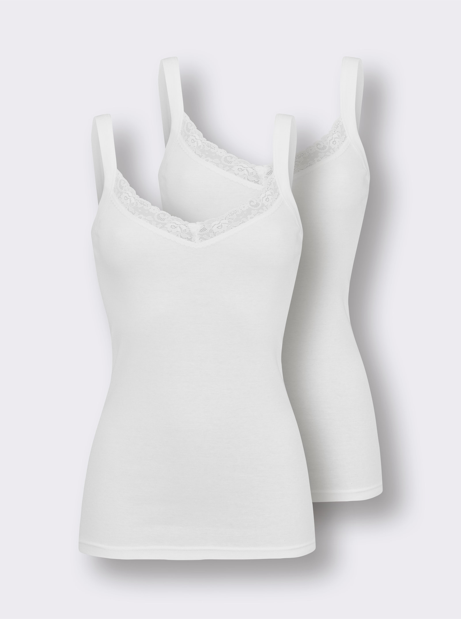 wäschepur Achselhemd mit elastischer Spitze - weiß