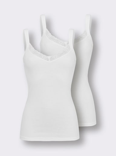 wäschepur Achselhemd mit elastischer Spitze - weiß