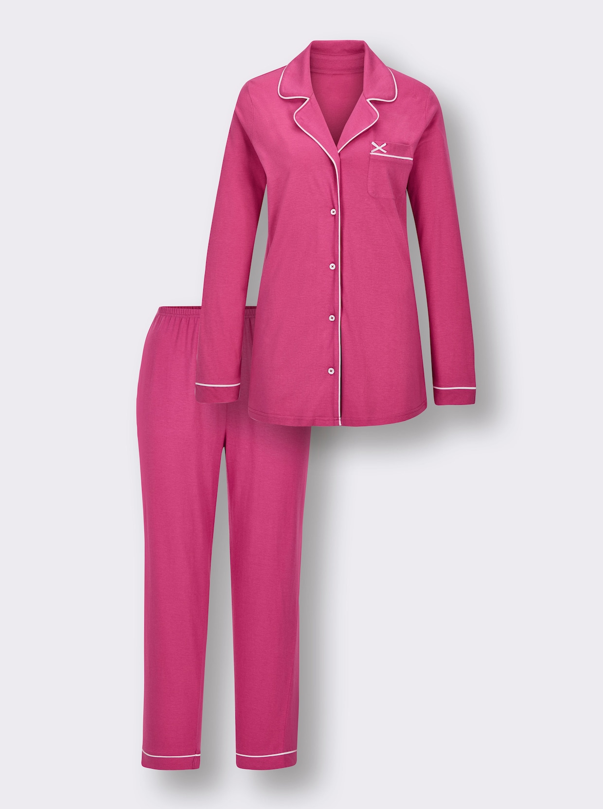 wäschepur Pyjama - fuchsia-weiß