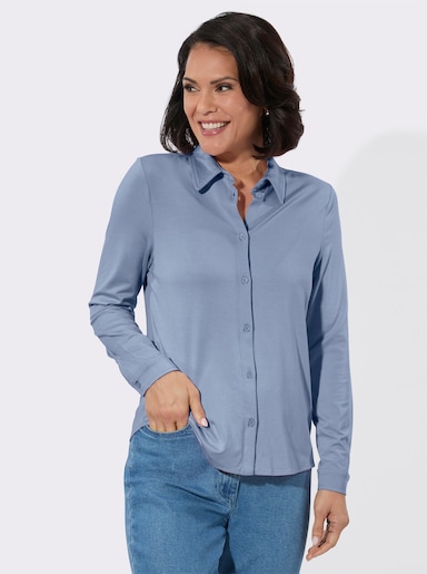 Blusenshirt mit Knopfleiste - bleu