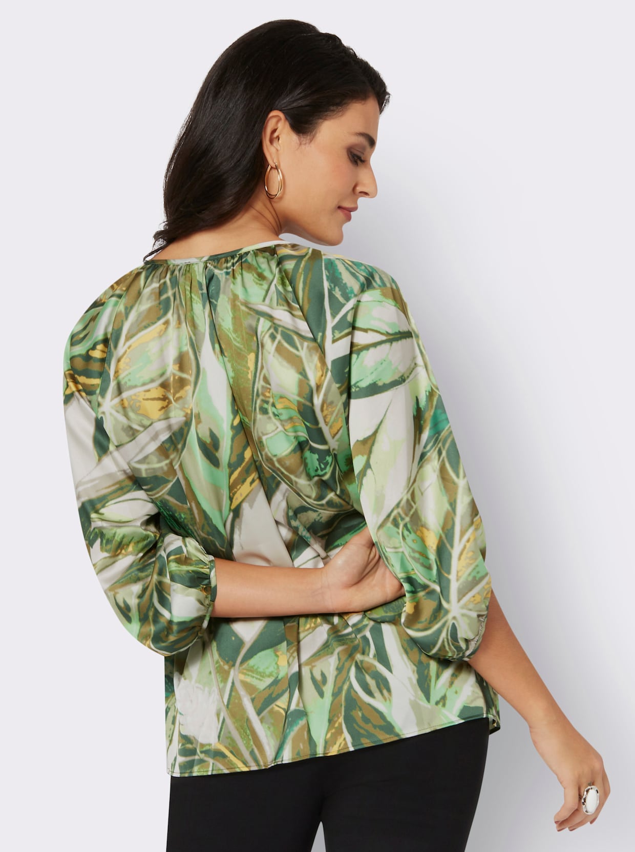 Druckbluse - champagner-schlamm-bedruckt