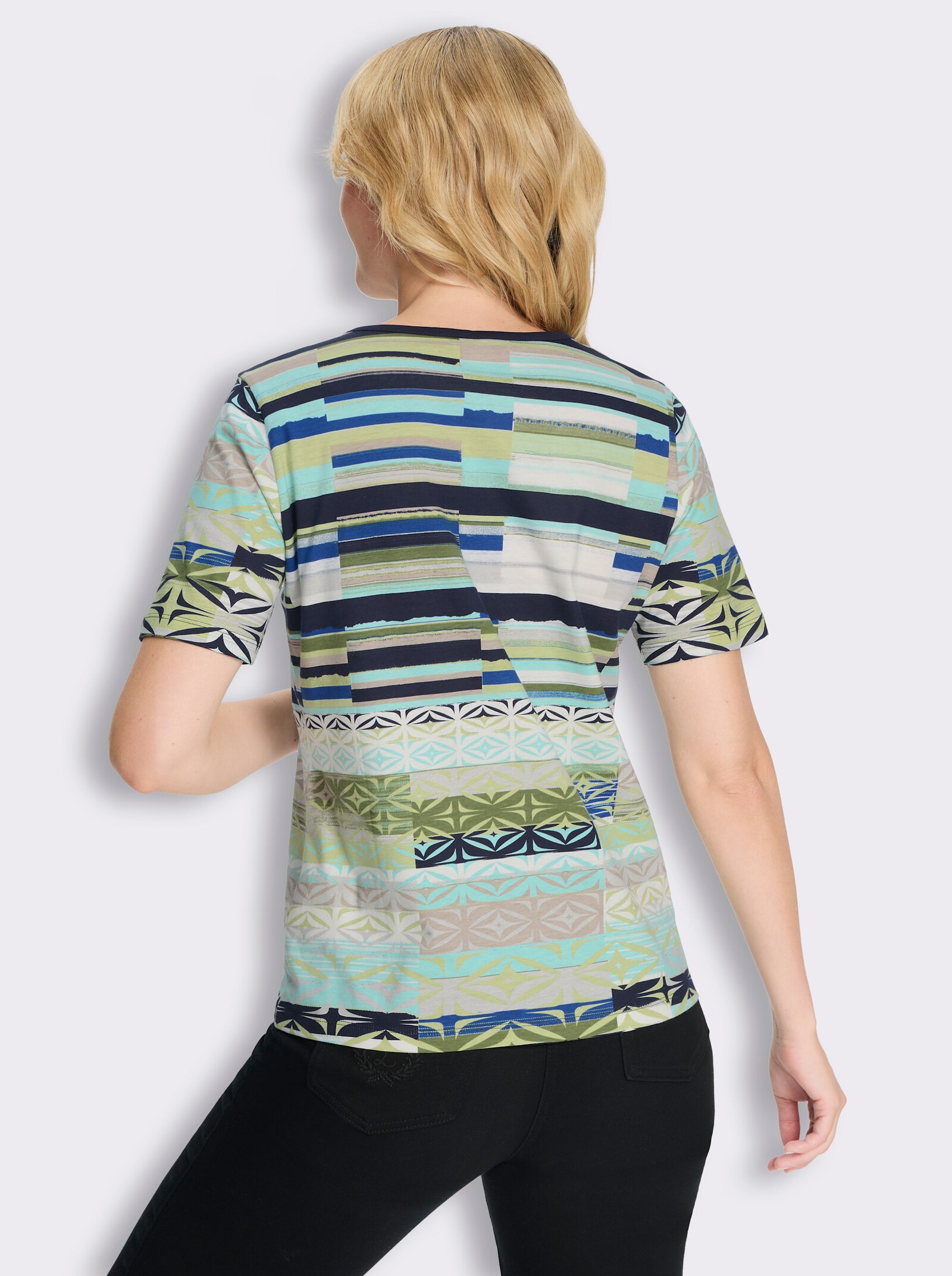 Kurzarmshirt mit grafischem Druck - khaki-sesam-bedruckt