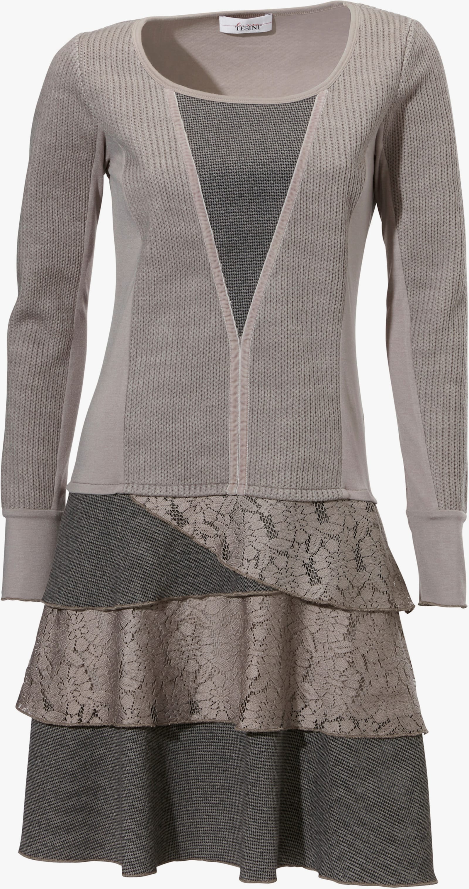 heine Jerseykleid in Material-Mix - taupe