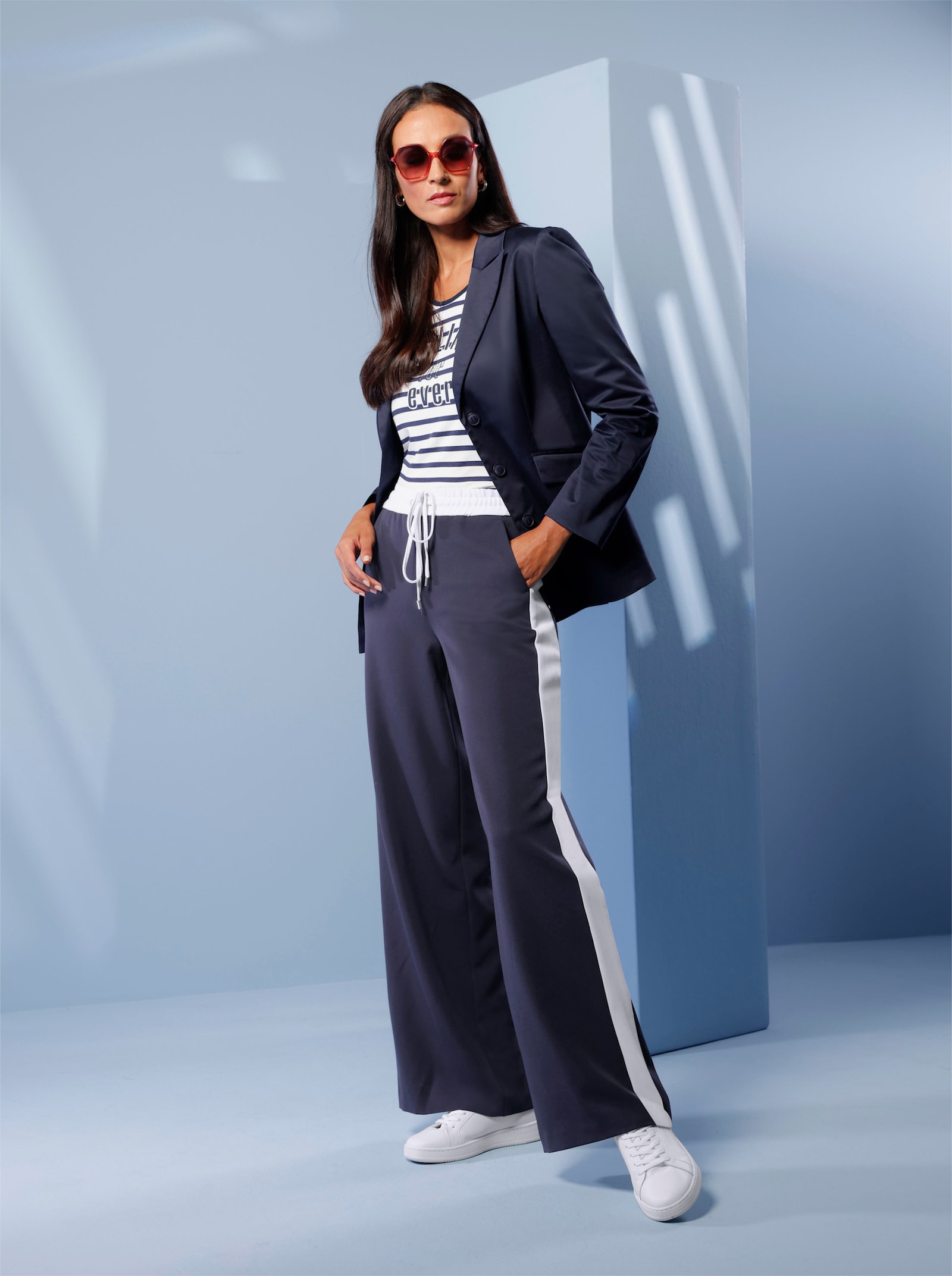 heine Webhose mit Galonstreifen - marine-weiß