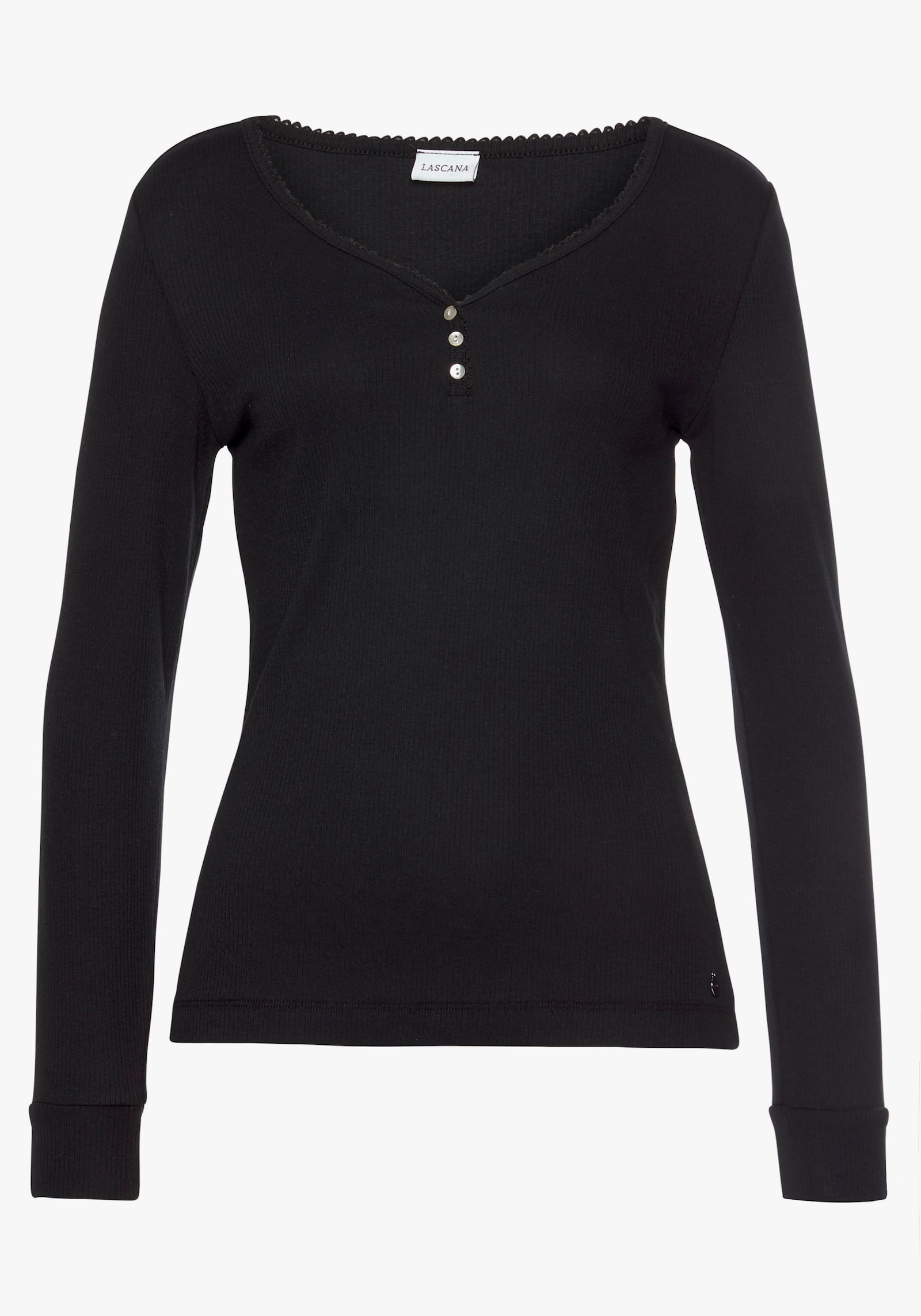 LASCANA Pyjamaoberteil - schwarz