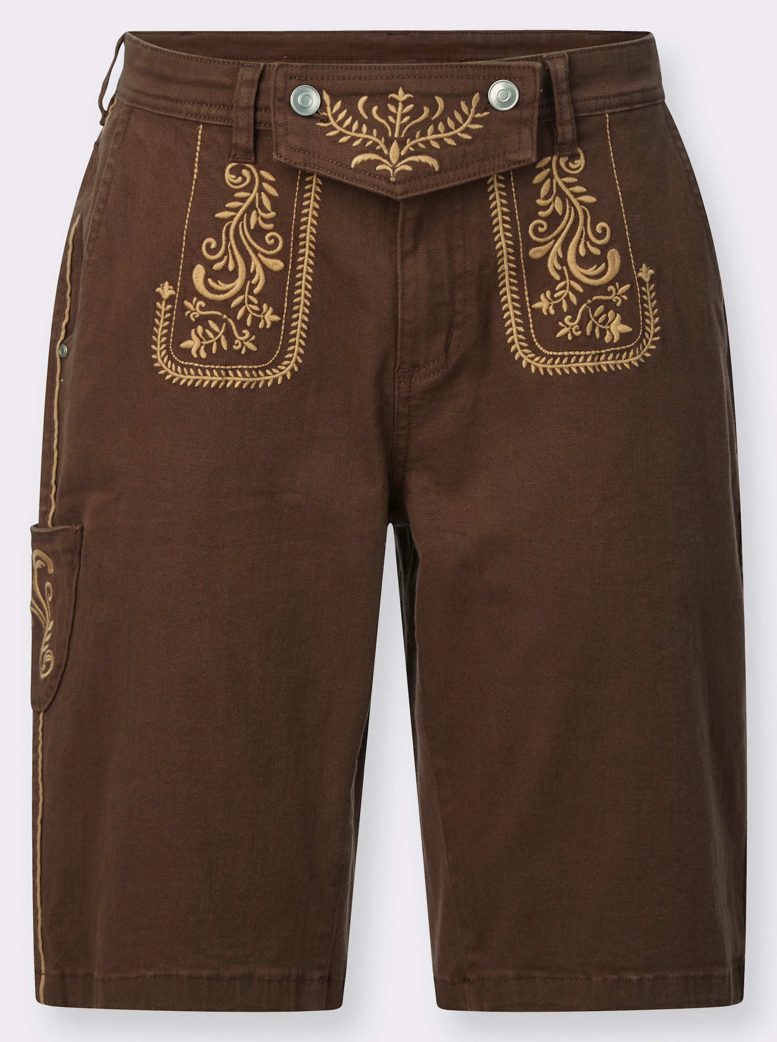 Trachtenhose mit Kontrast-Stickerei - schoko