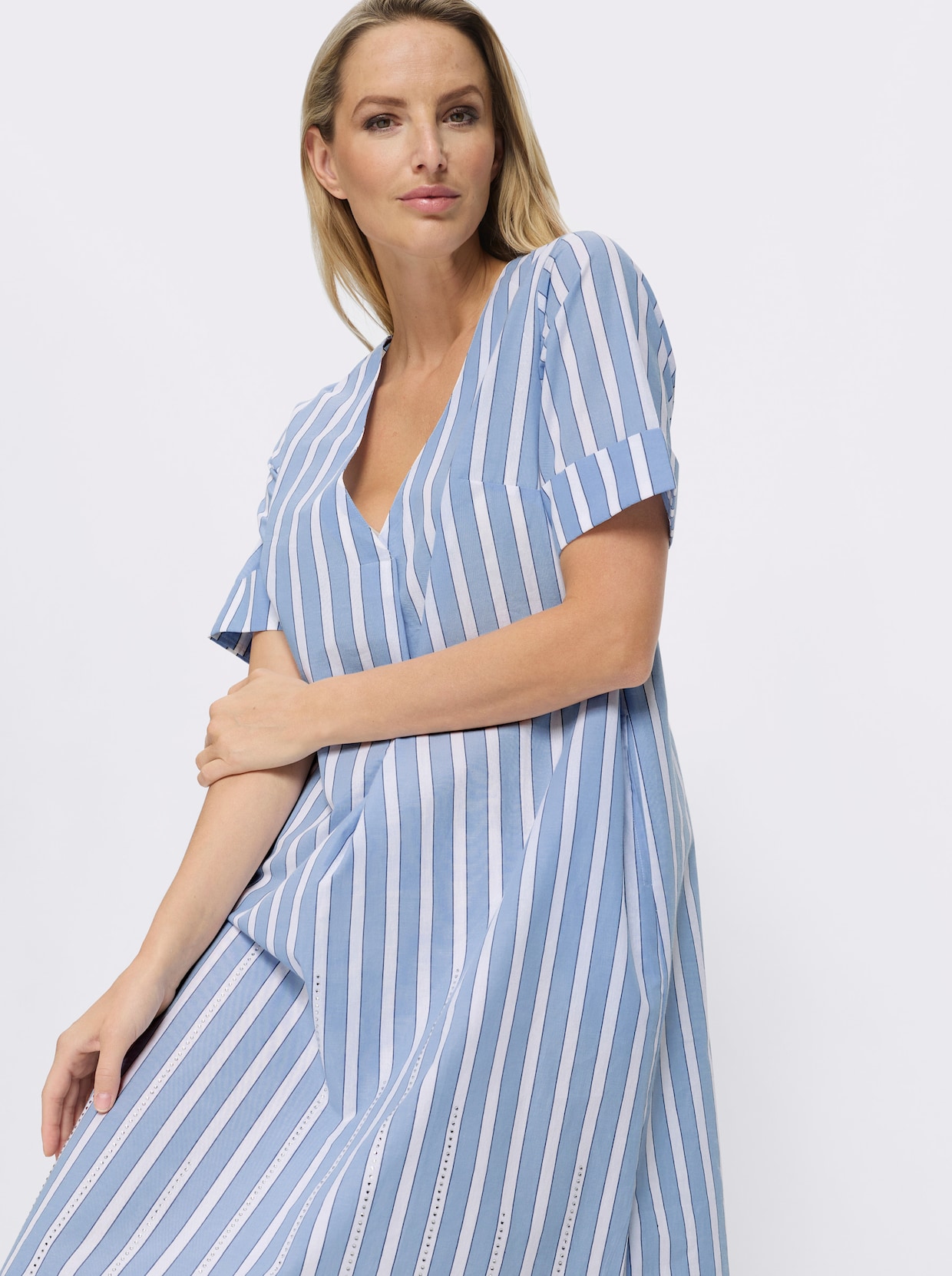 heine Druckkleid - eisblau-jeansblau-gestreift