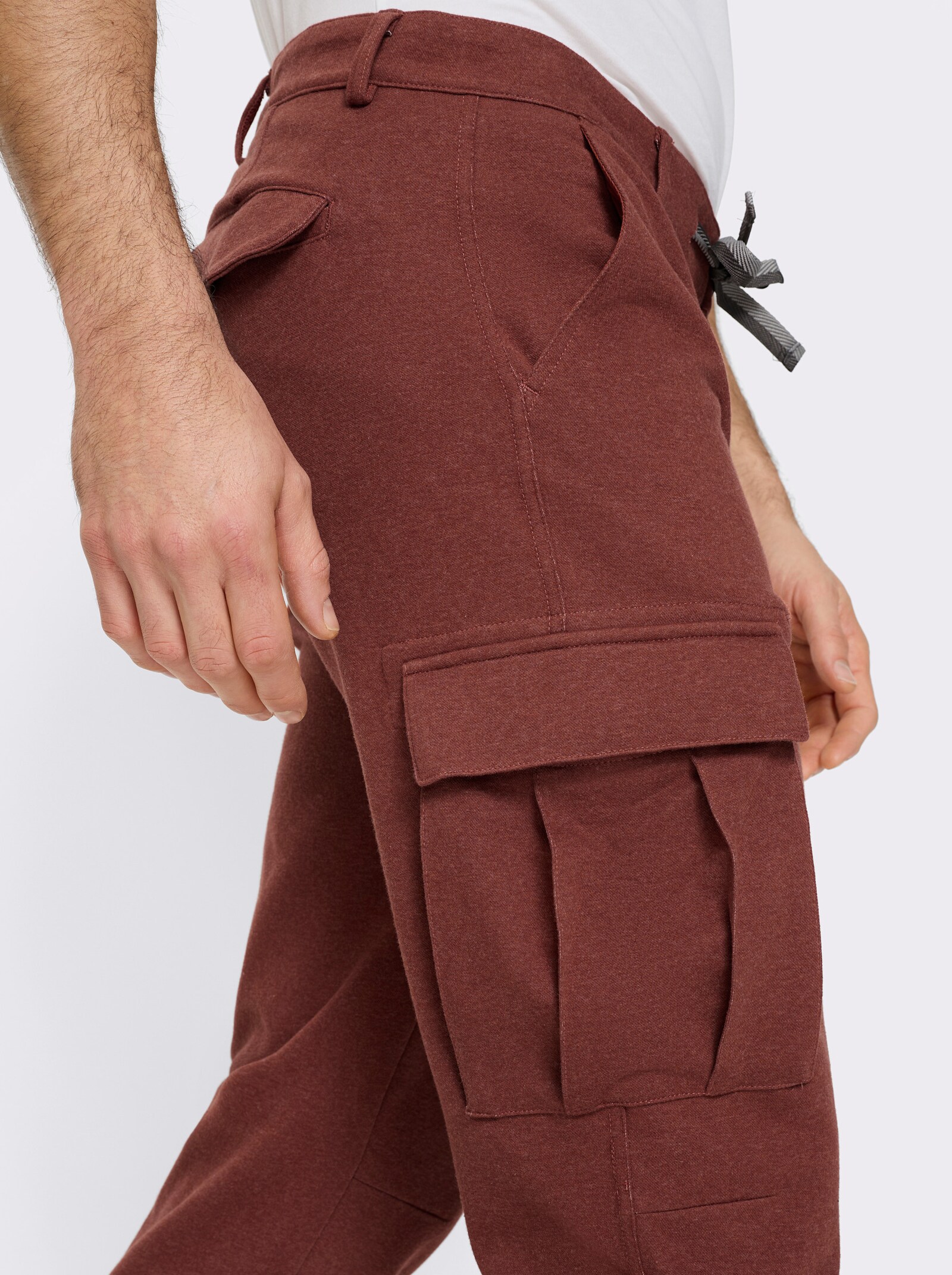 Marco Donati Cargohose mit elastischem Bund - rotbraun-meliert