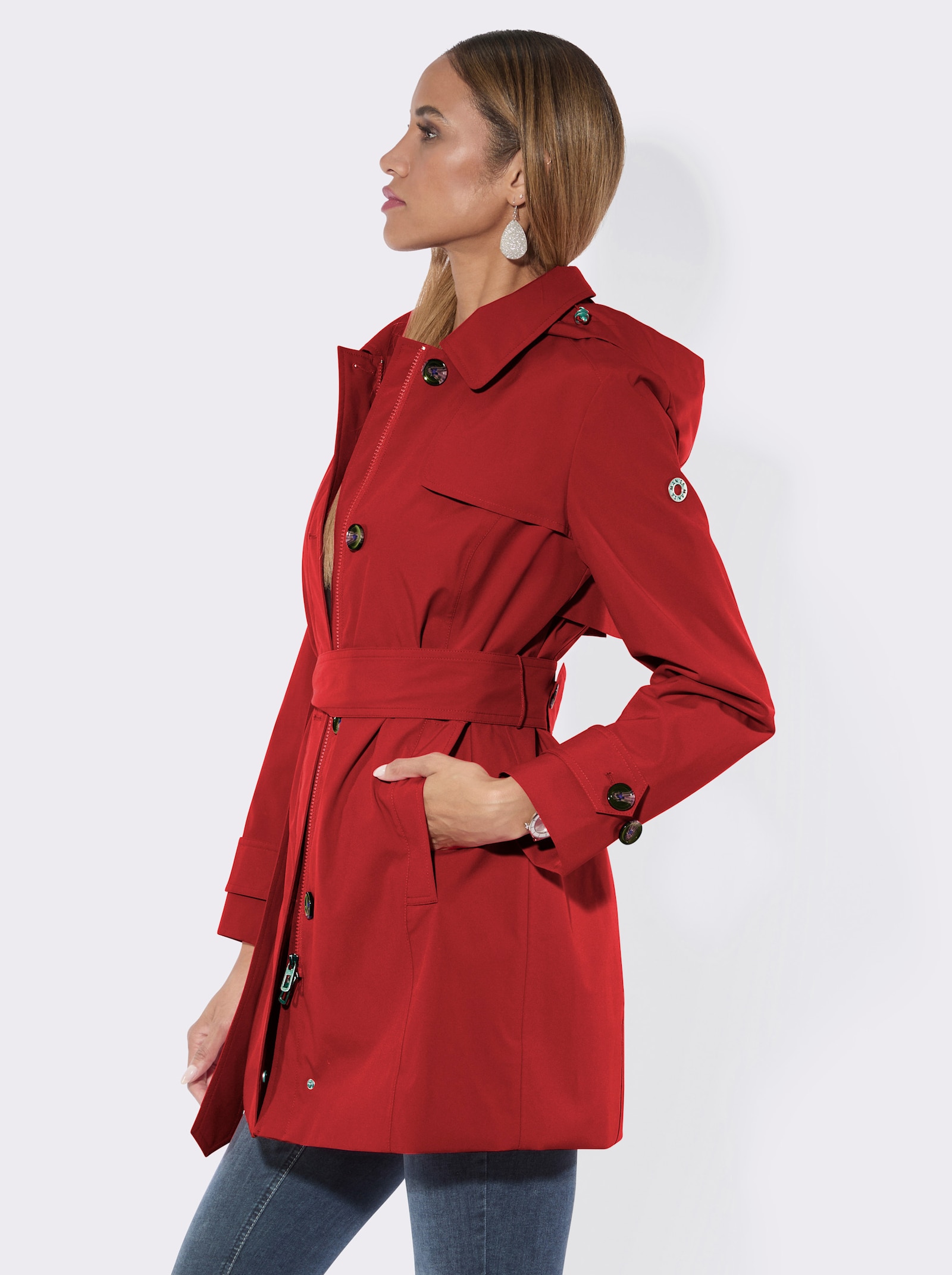 Manisa Trenchcoat mit Gehschlitz hinten - rot