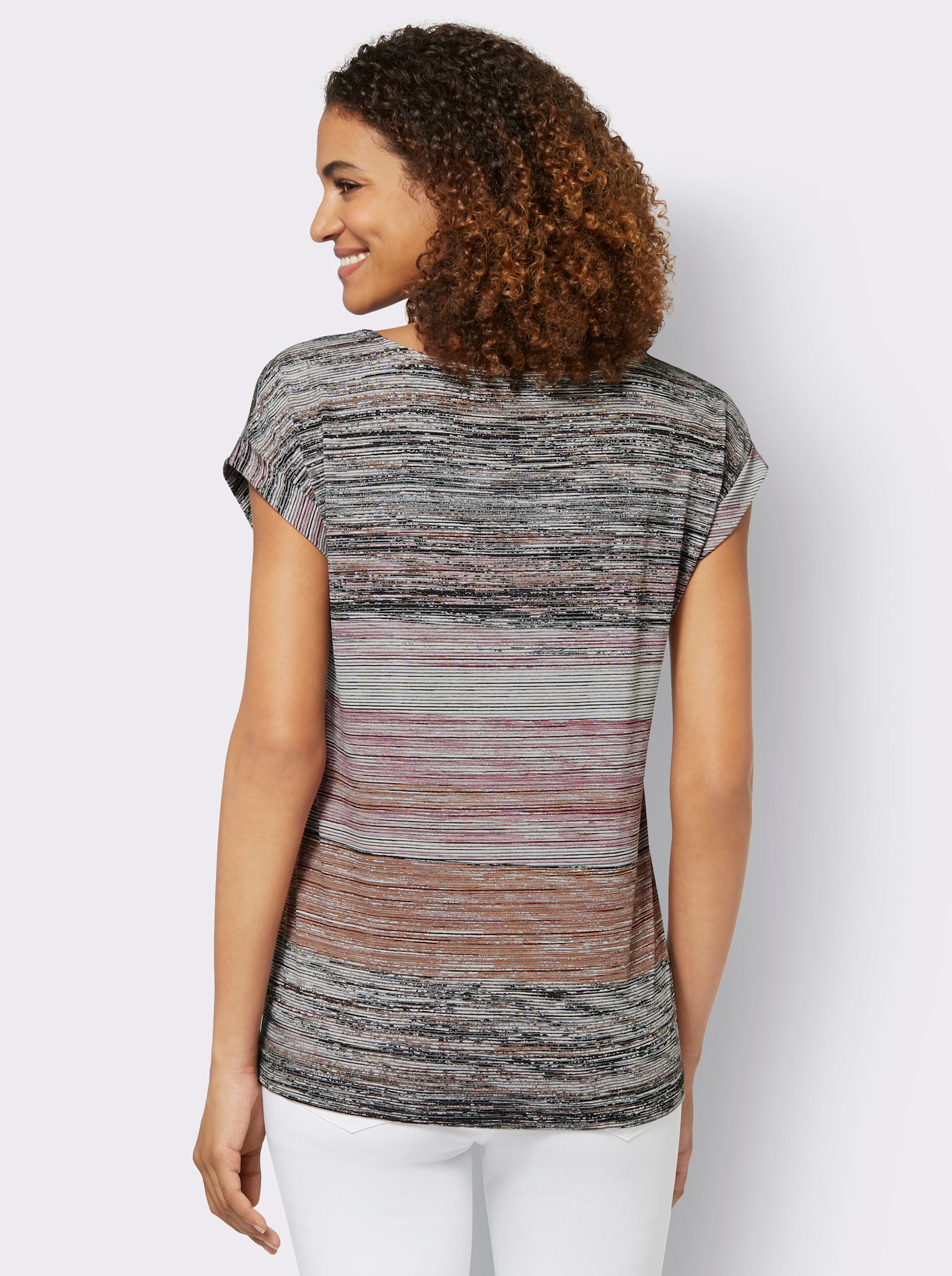 Shirt met korte mouwen van viscose-stretchmateriaal - kaki geprint