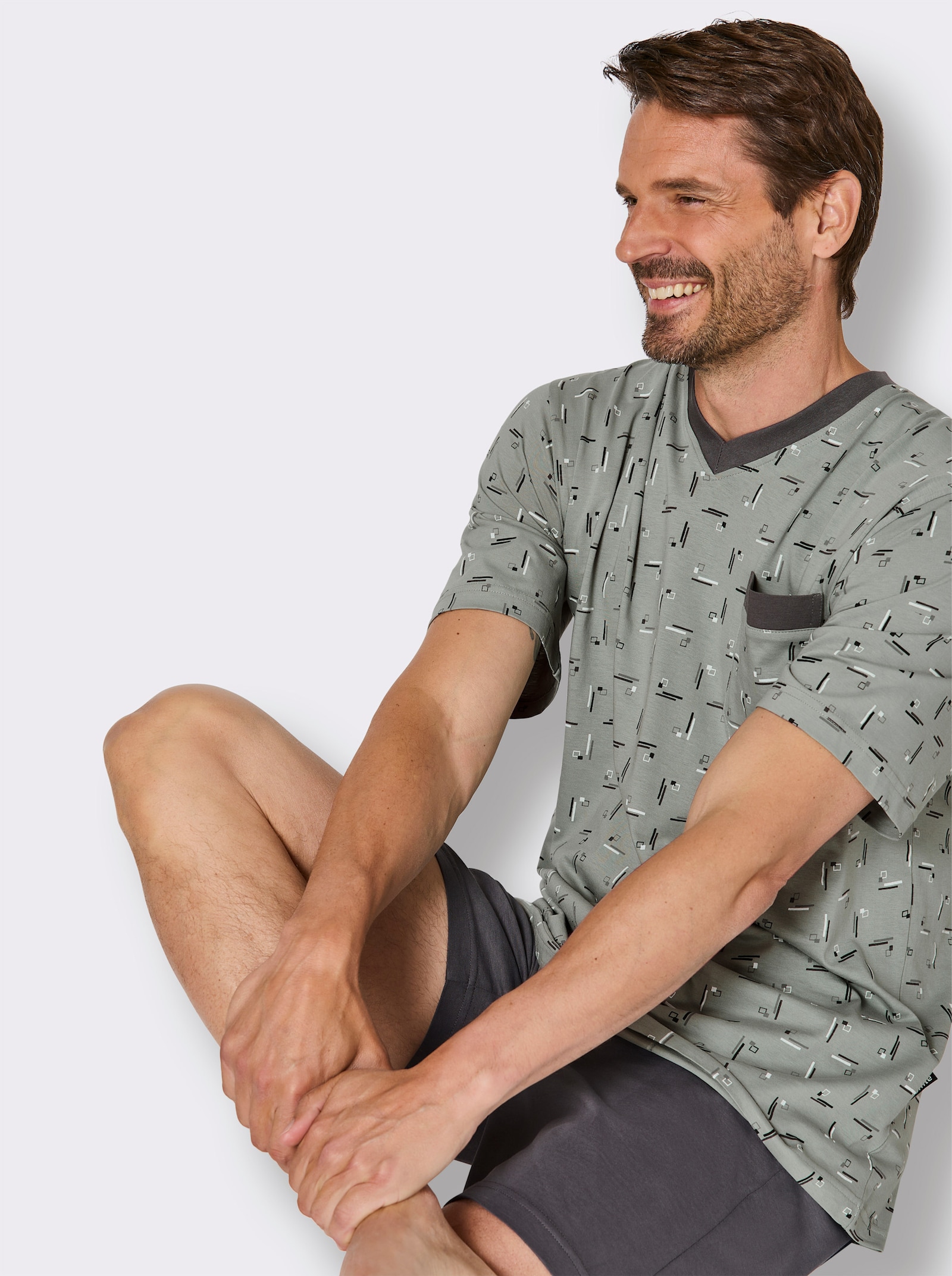 Comte Shorty - salbei-anthrazit-bedruckt