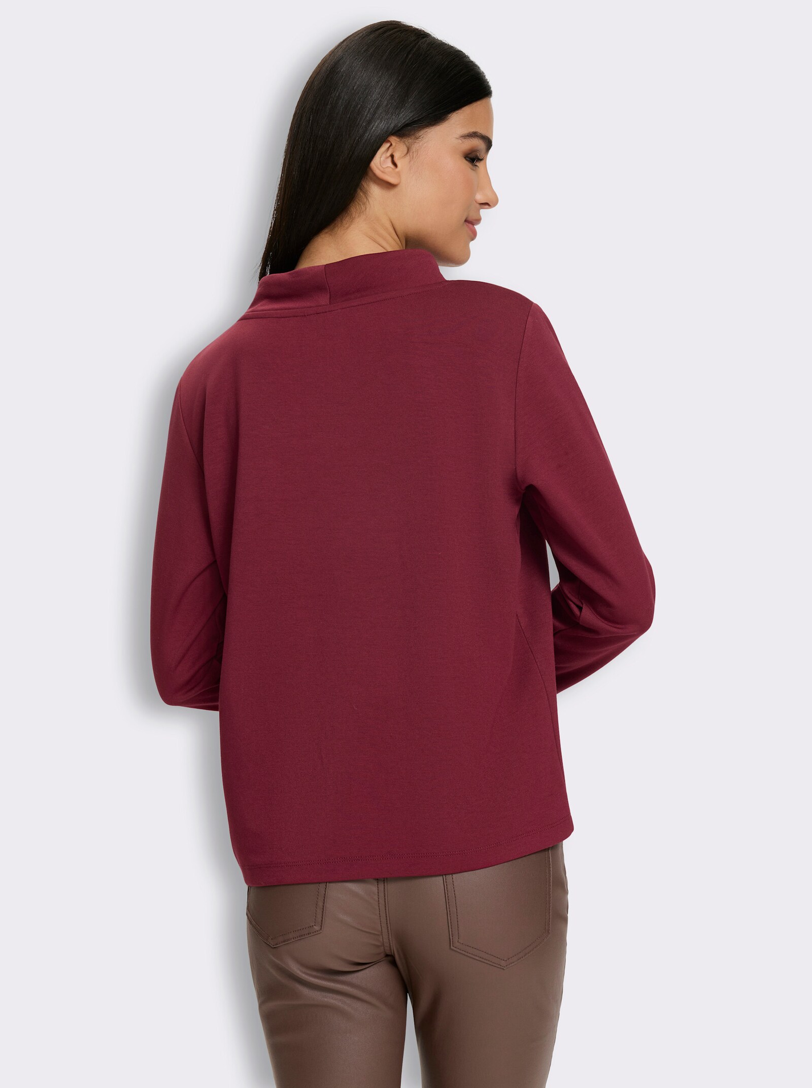 heine Sweatshirt mit Nieten-Schriftzug - dunkelrot