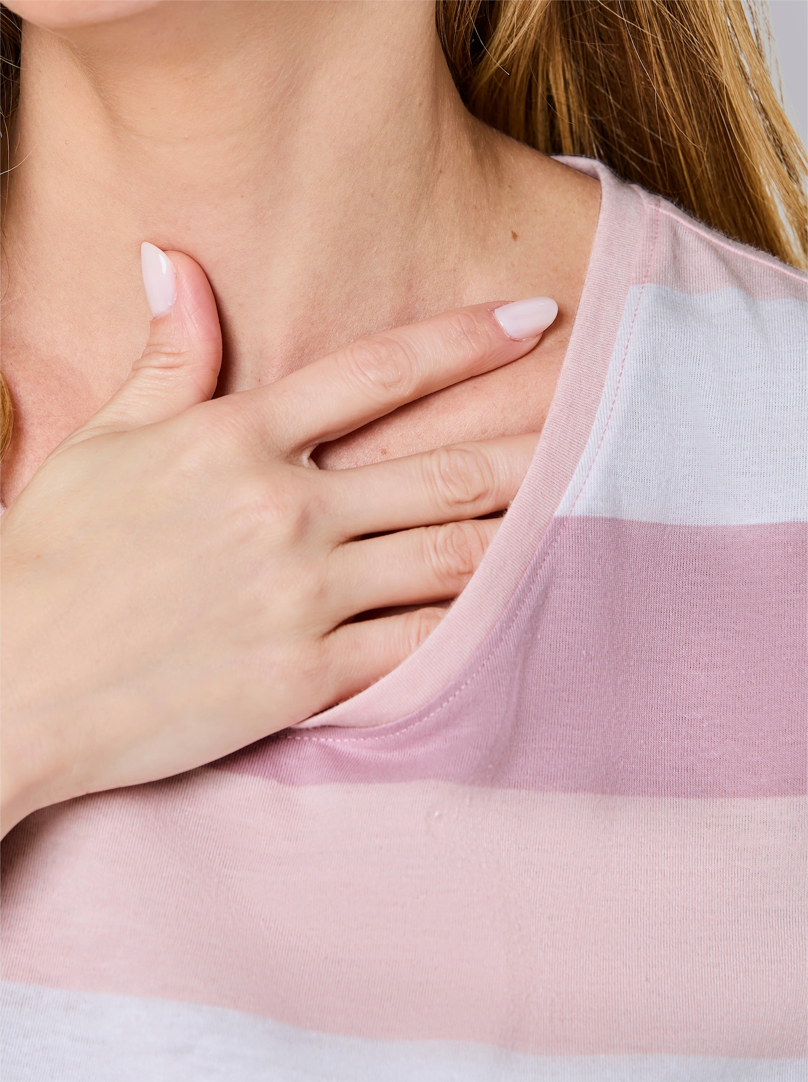 wäschepur Slaapshirts - roze/wit gestreept + steengrijs/wit gestreept