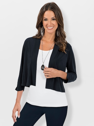 Shirtjacke in kurzer Bolero-Form - marine
