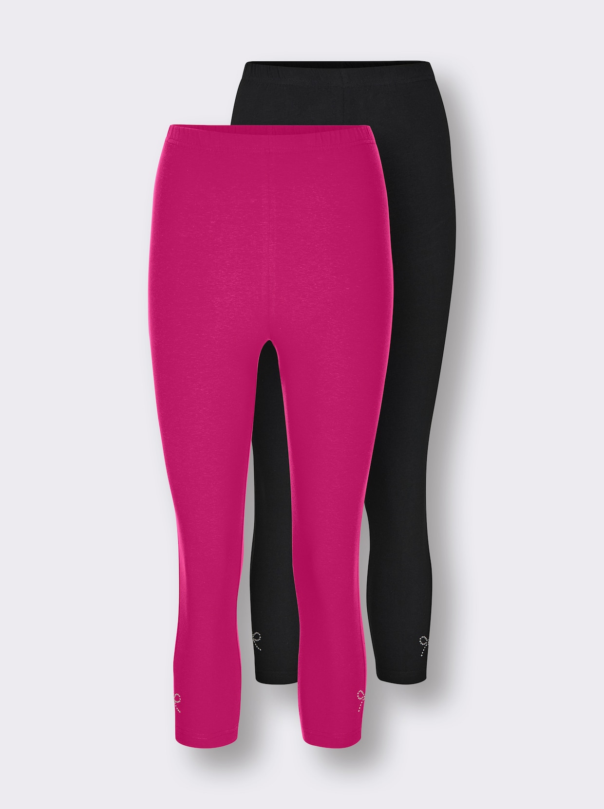 feel good Leggings 3/4-lang - schwarz + fuchsia