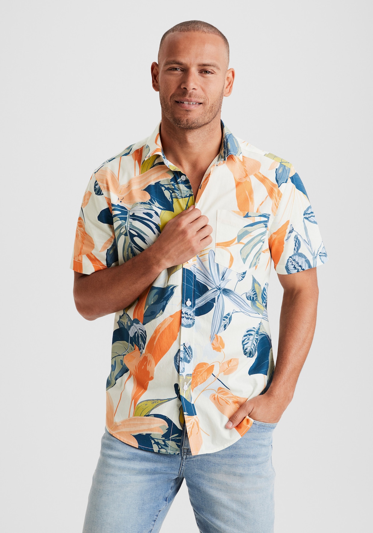 Beachtime Hawaiihemd - creme-bedruckt