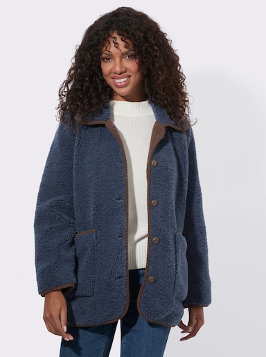  Teddyjacke mit Schmuckknöpfen - rauchblau