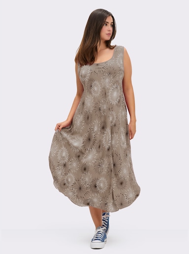 Druckkleid mit Blüten-Muster, figurumspielend - sesam-graphit-bedruckt