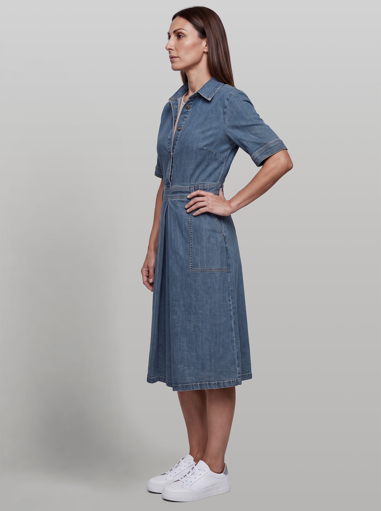 heine Hemdblusenkleid mit Kellerfalte - blue-bleached