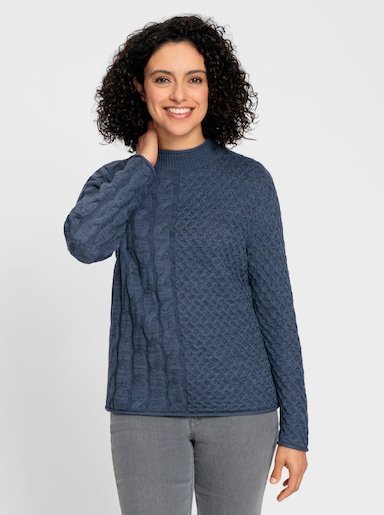 Stehkragenpullover - rauchblau