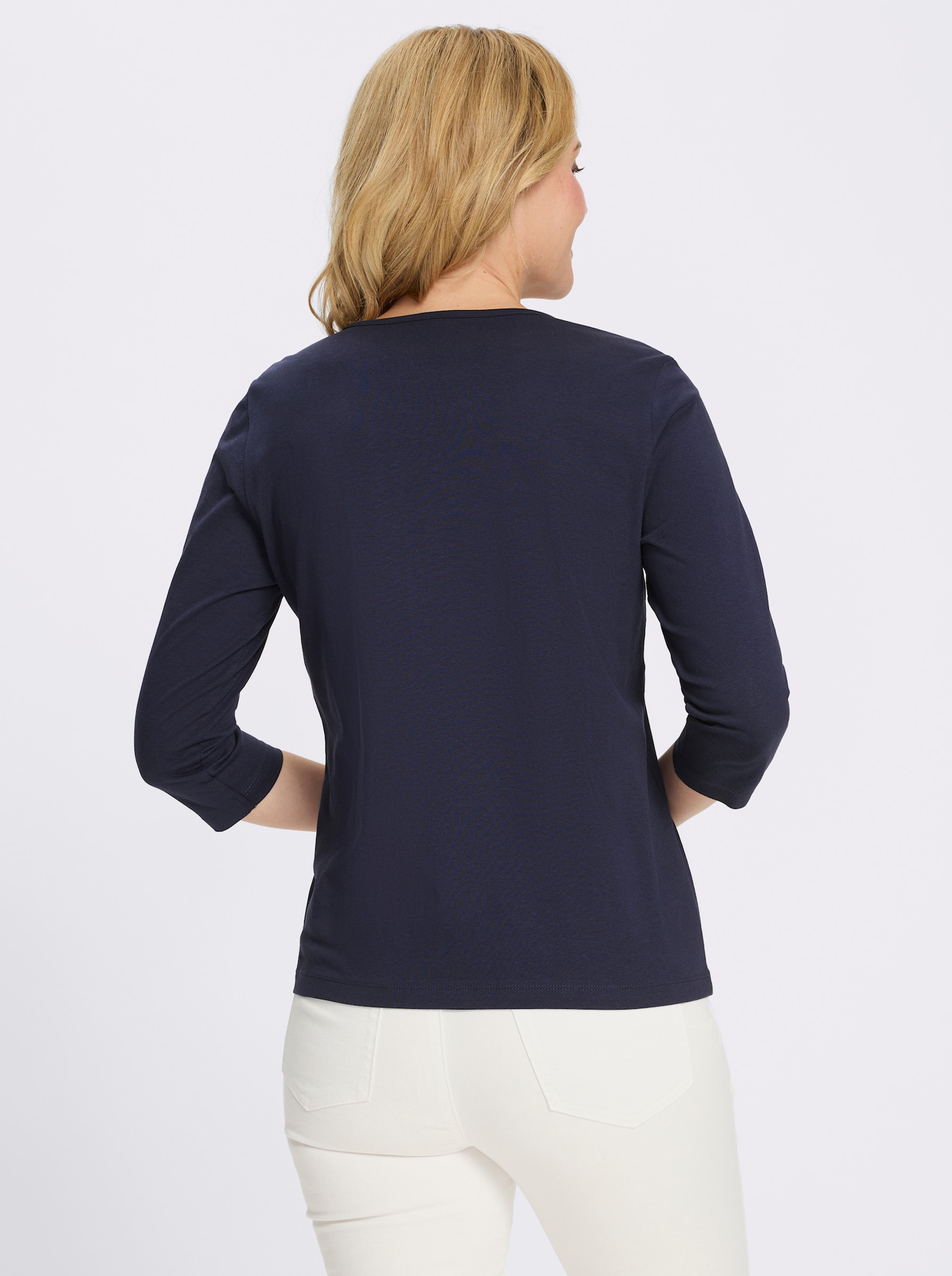 3/4-Arm-Shirt mit platziertem Ethno-Print - marine-kirsche