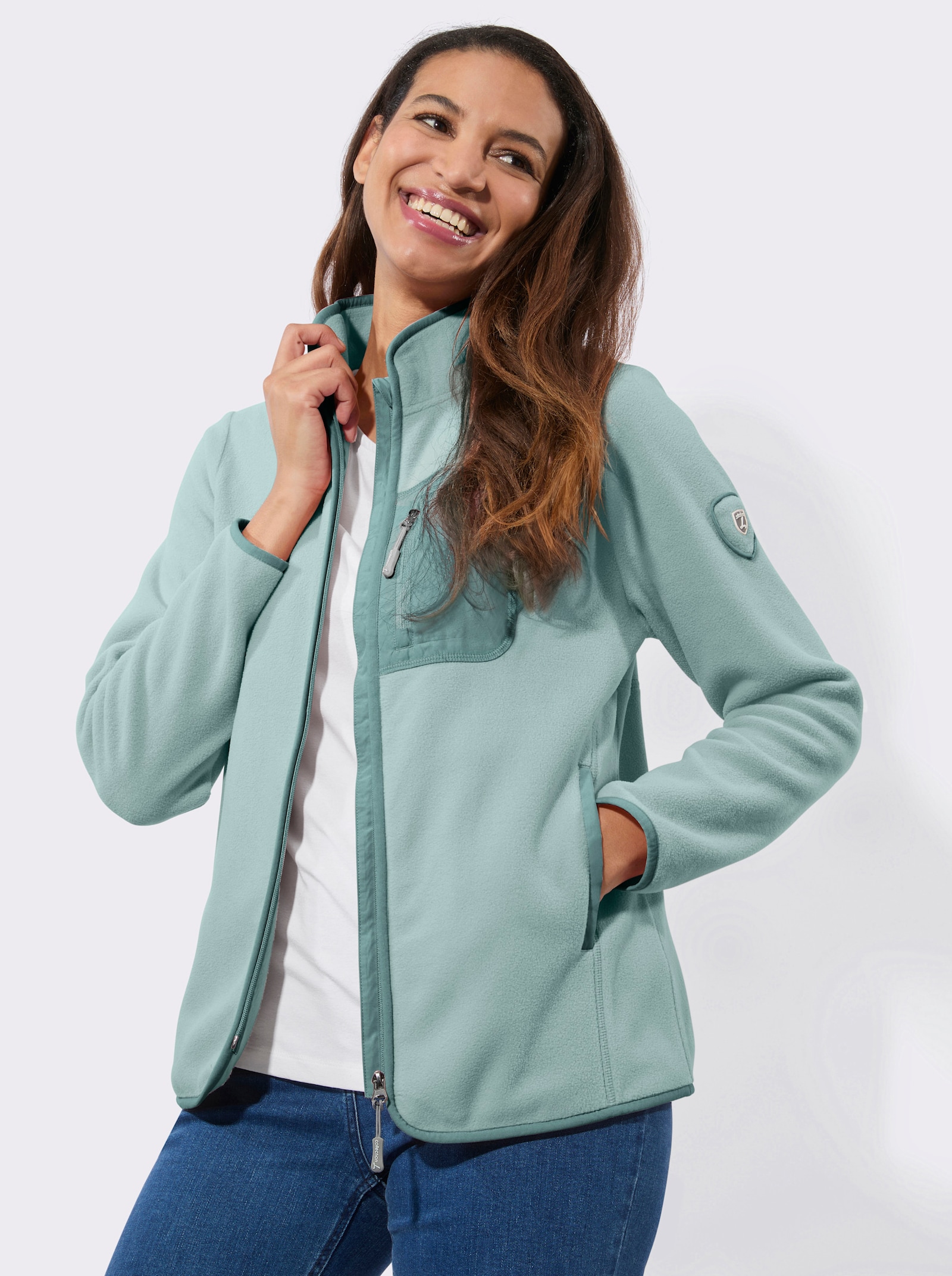Fleecejacke mit Reißverschluss - kalkmint