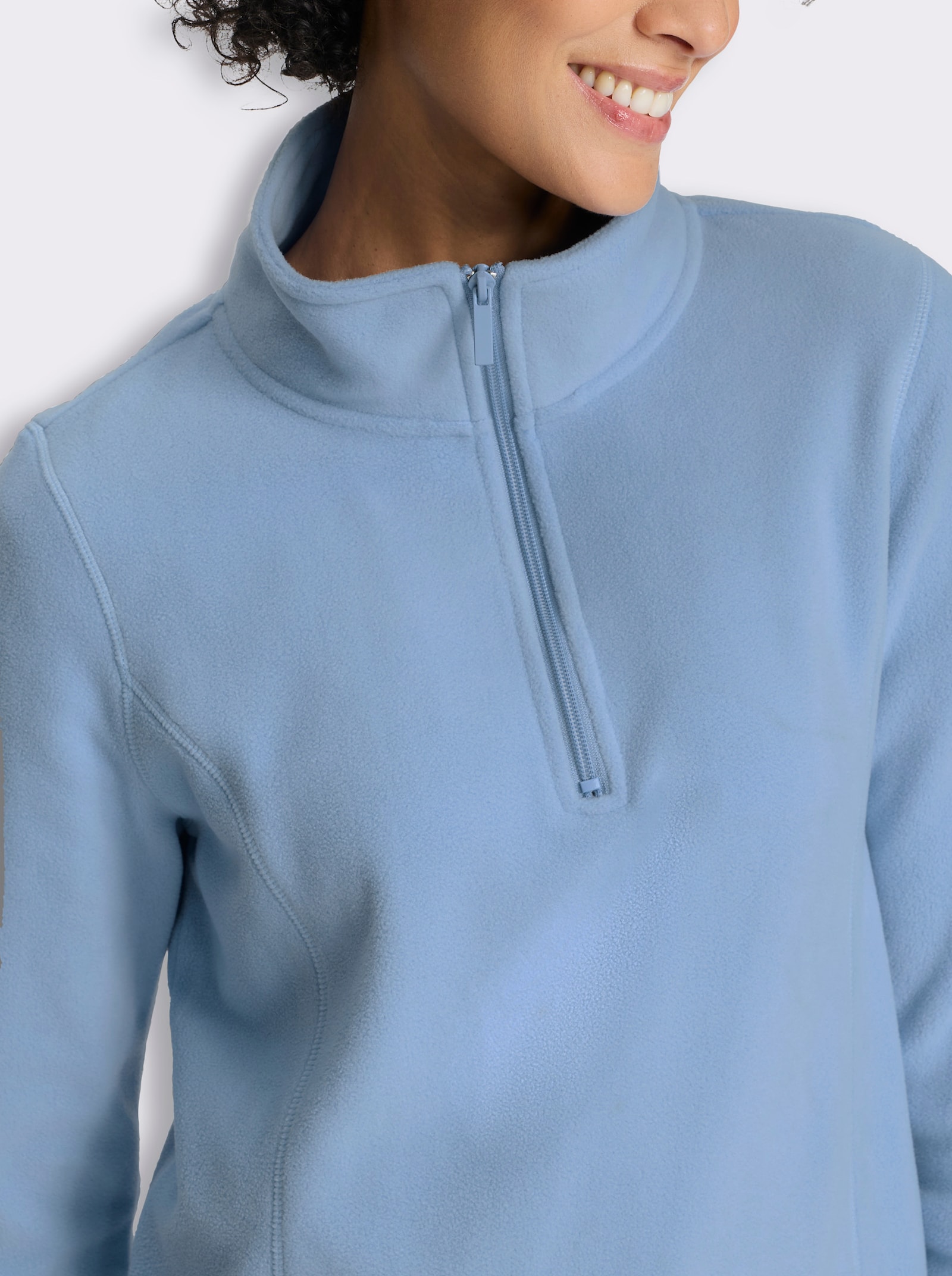 Fleeceshirt mit Stehkragen - bleu