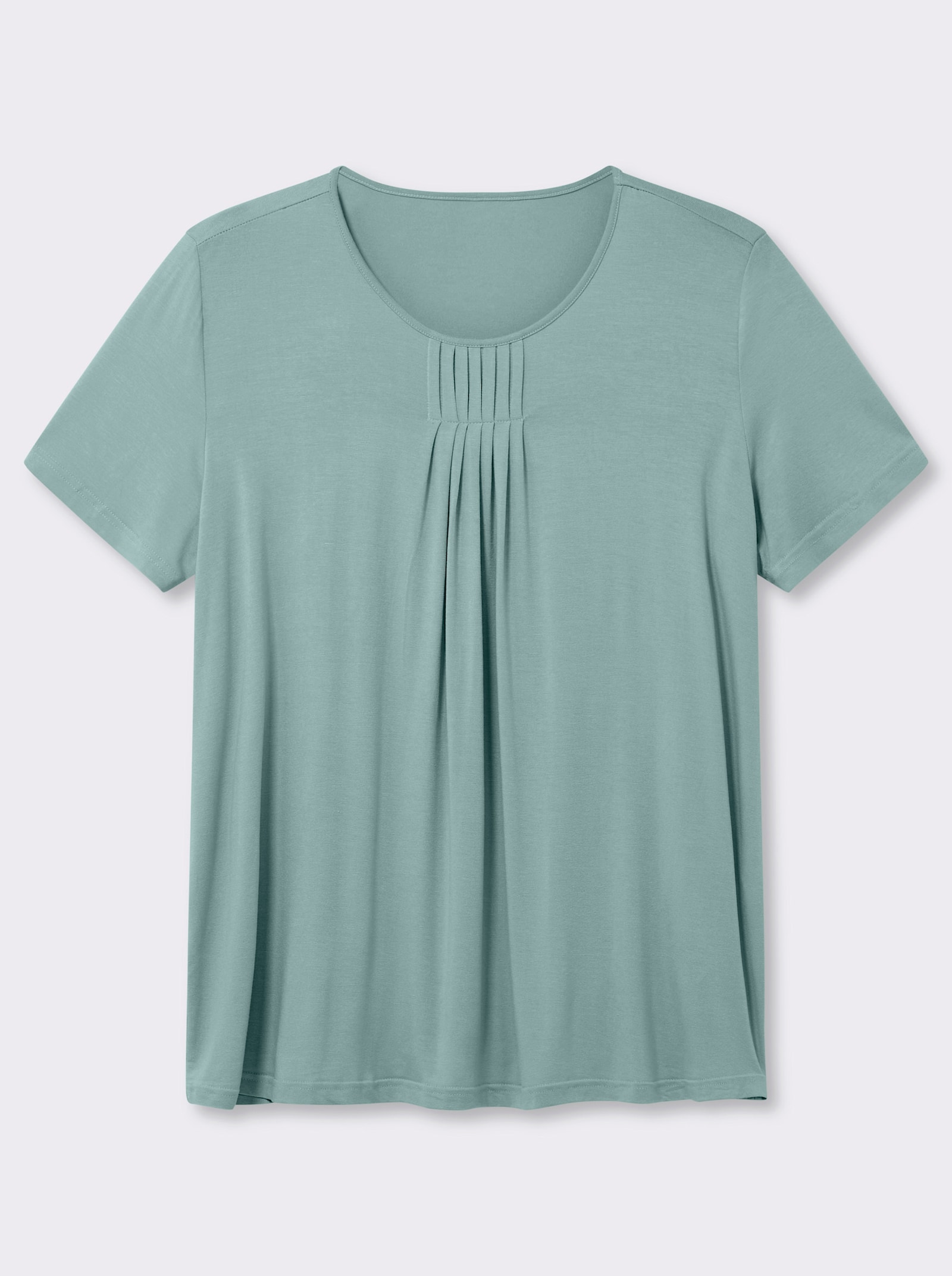  Rundhalsshirt in A-Form mit Falten - mint
