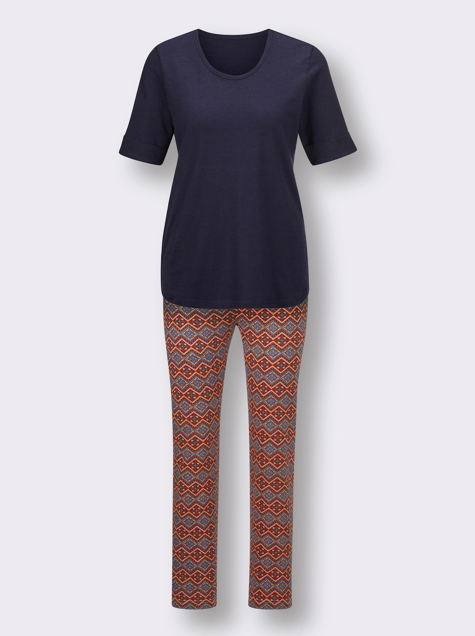 wäschepur Pyjamas med grafiskt mönster - marin-orange-med tryck