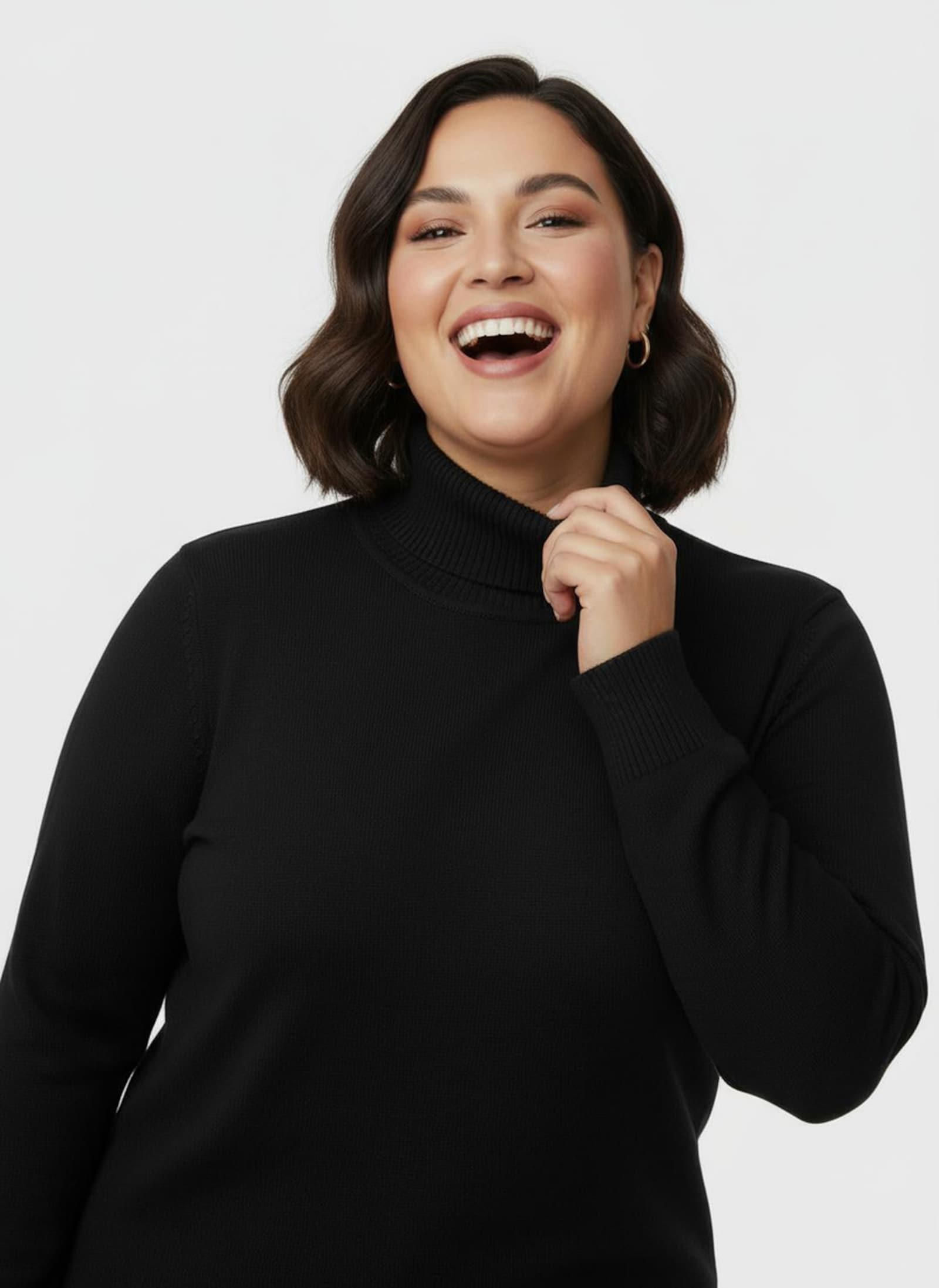 Rollkragenpullover aus Feinstrick - schwarz